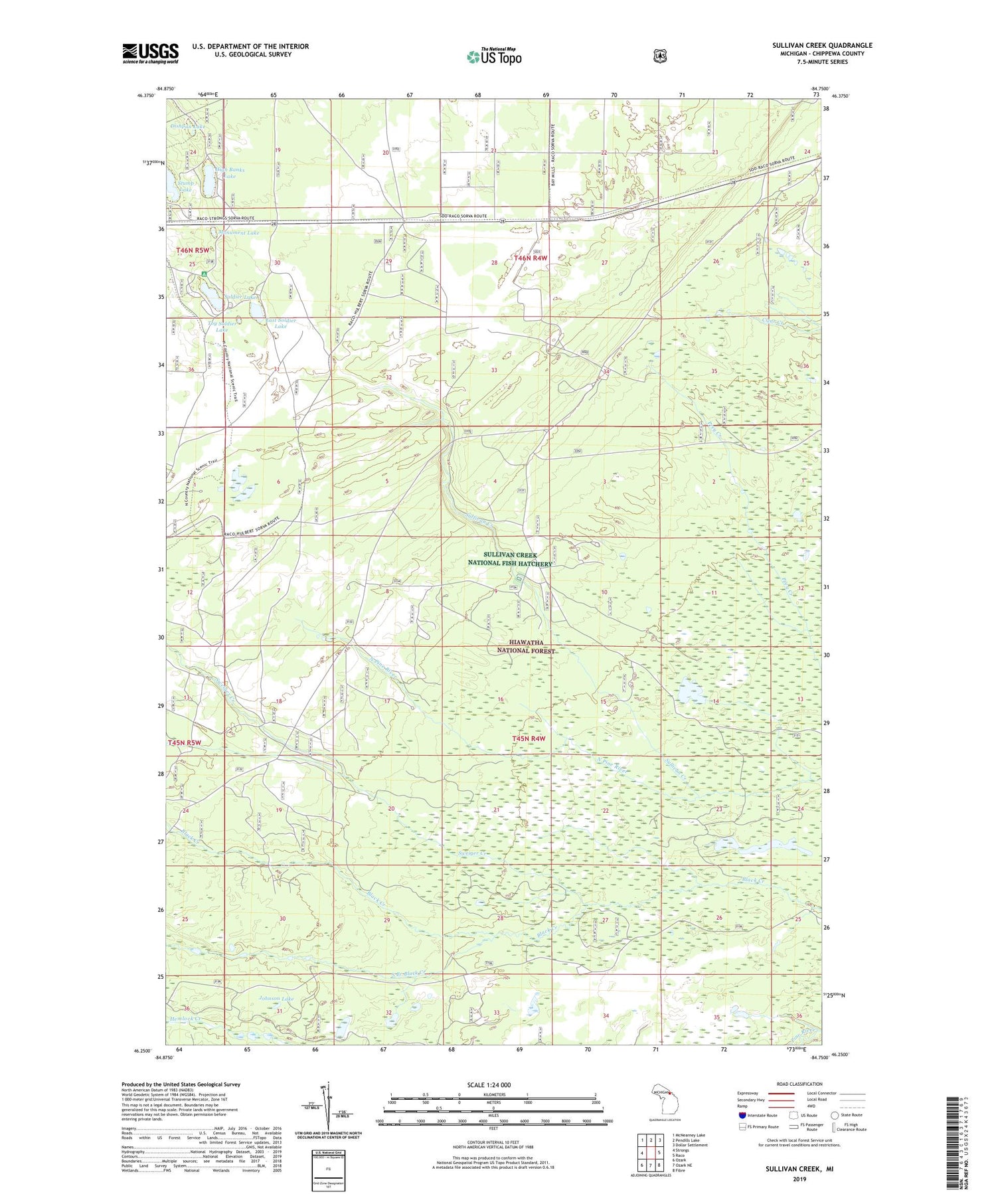 Sullivan Creek Michigan US Topo Map Image