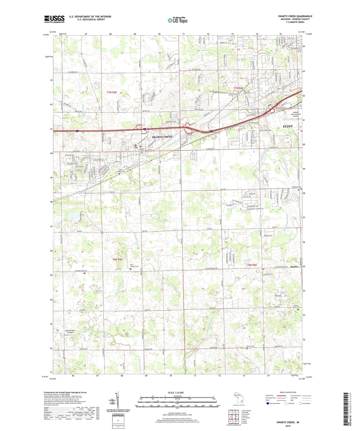 Swartz Creek Michigan US Topo Map Image