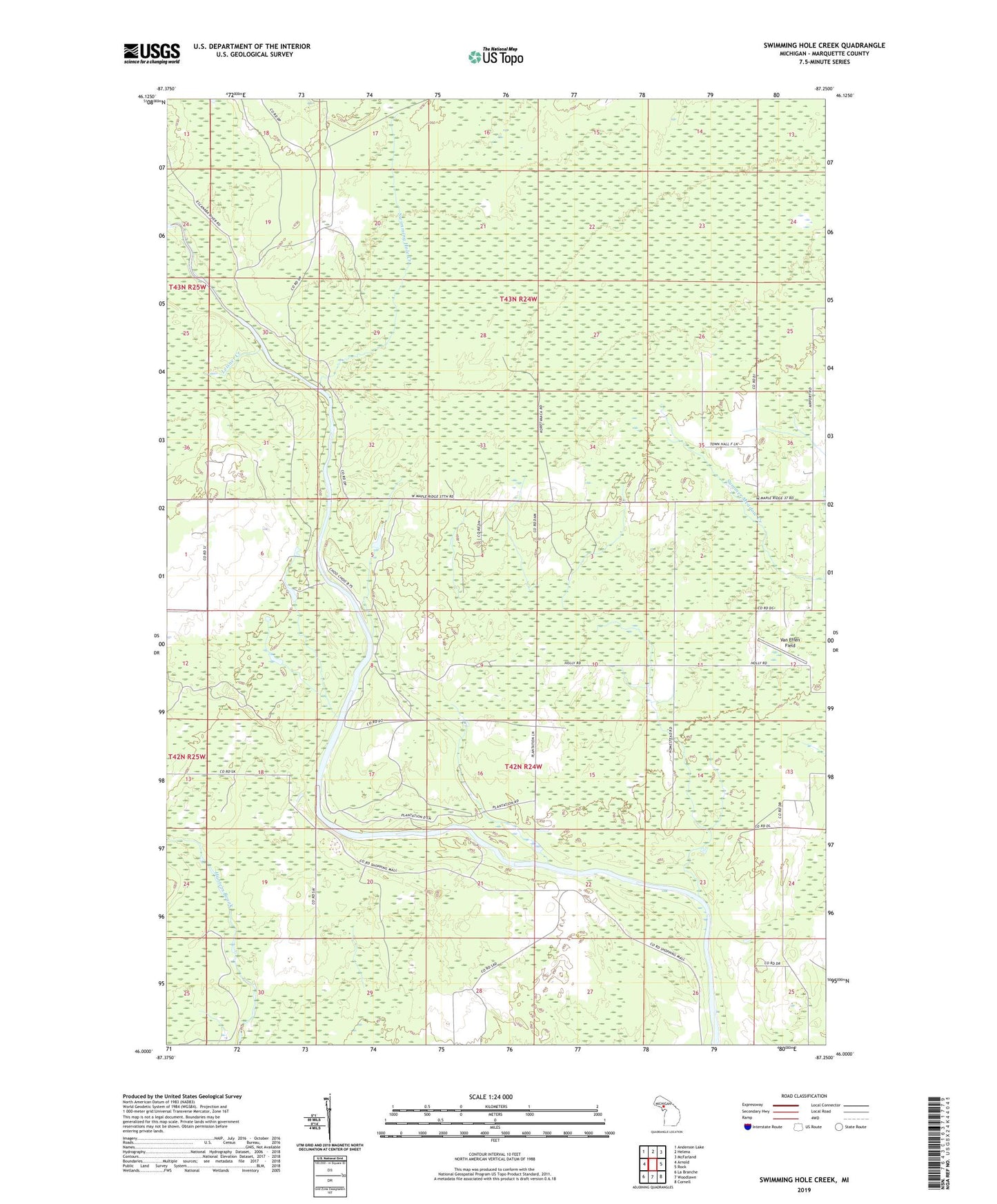Swimming Hole Creek Michigan US Topo Map Image