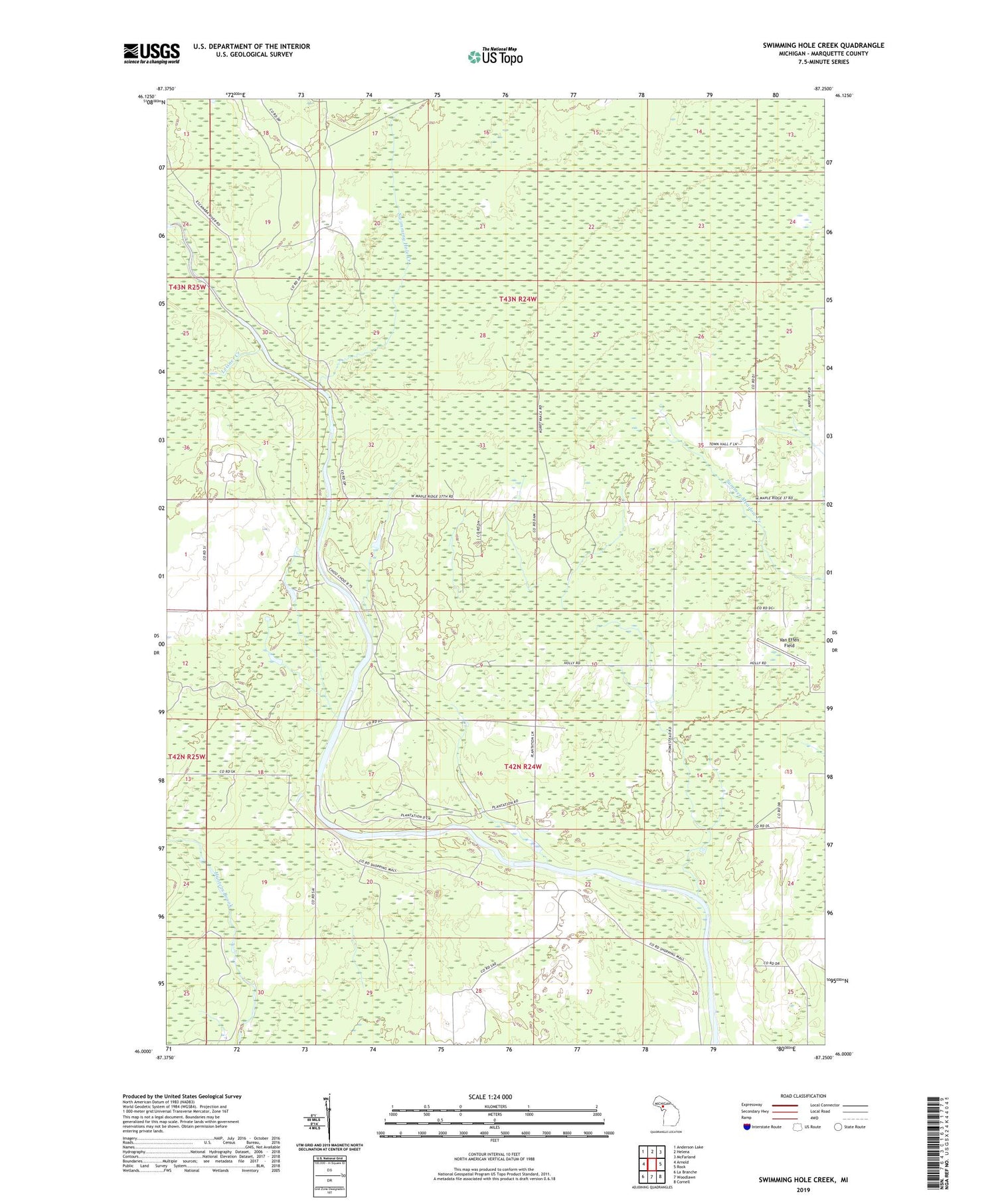Swimming Hole Creek Michigan US Topo Map Image