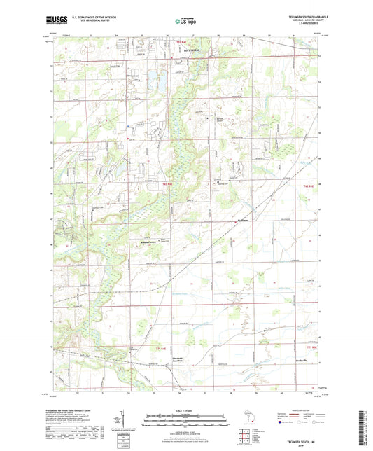Tecumseh South Michigan US Topo Map Image
