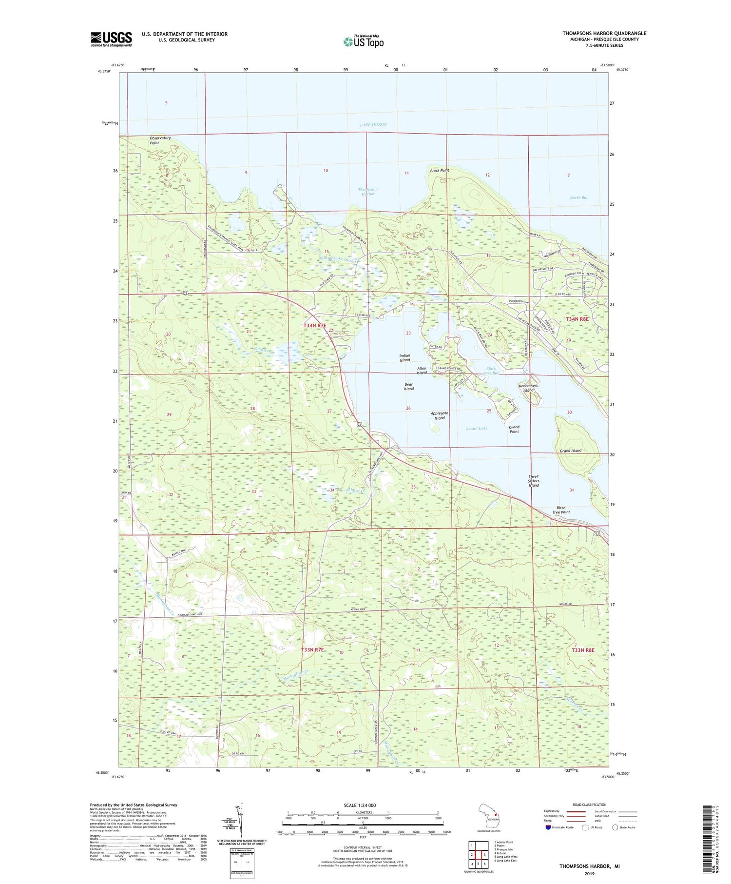 Thompsons Harbor Michigan US Topo Map Image