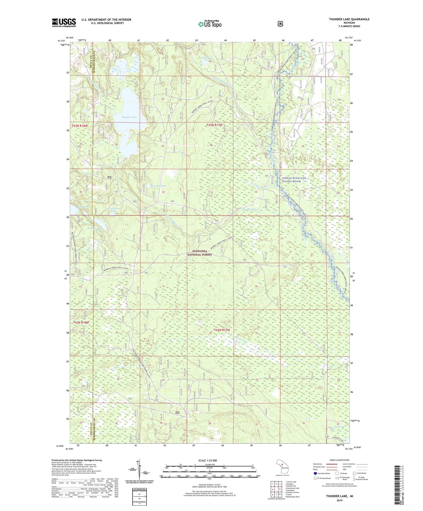 Thunder Lake Michigan US Topo Map Image