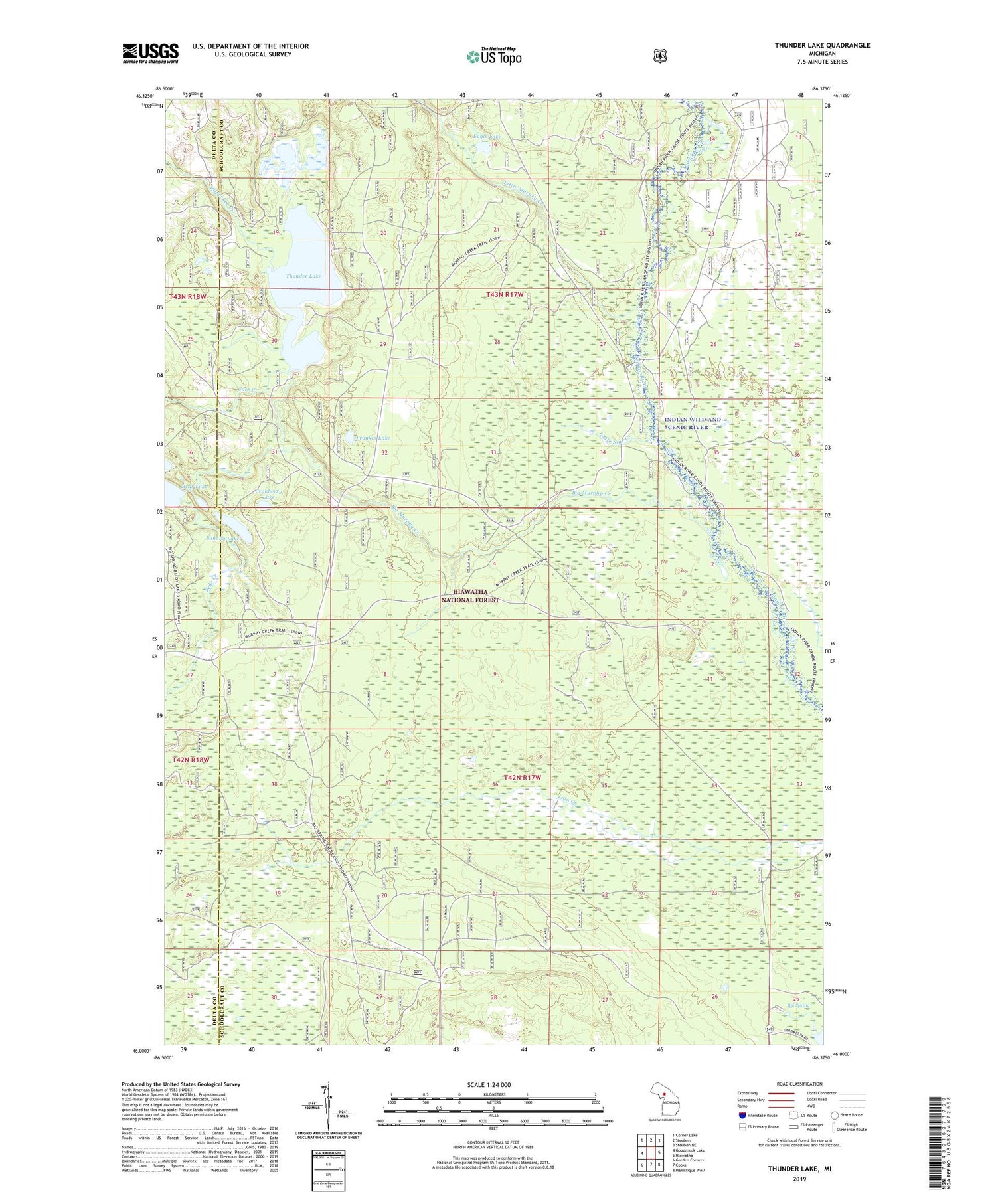 Thunder Lake Michigan US Topo Map Image