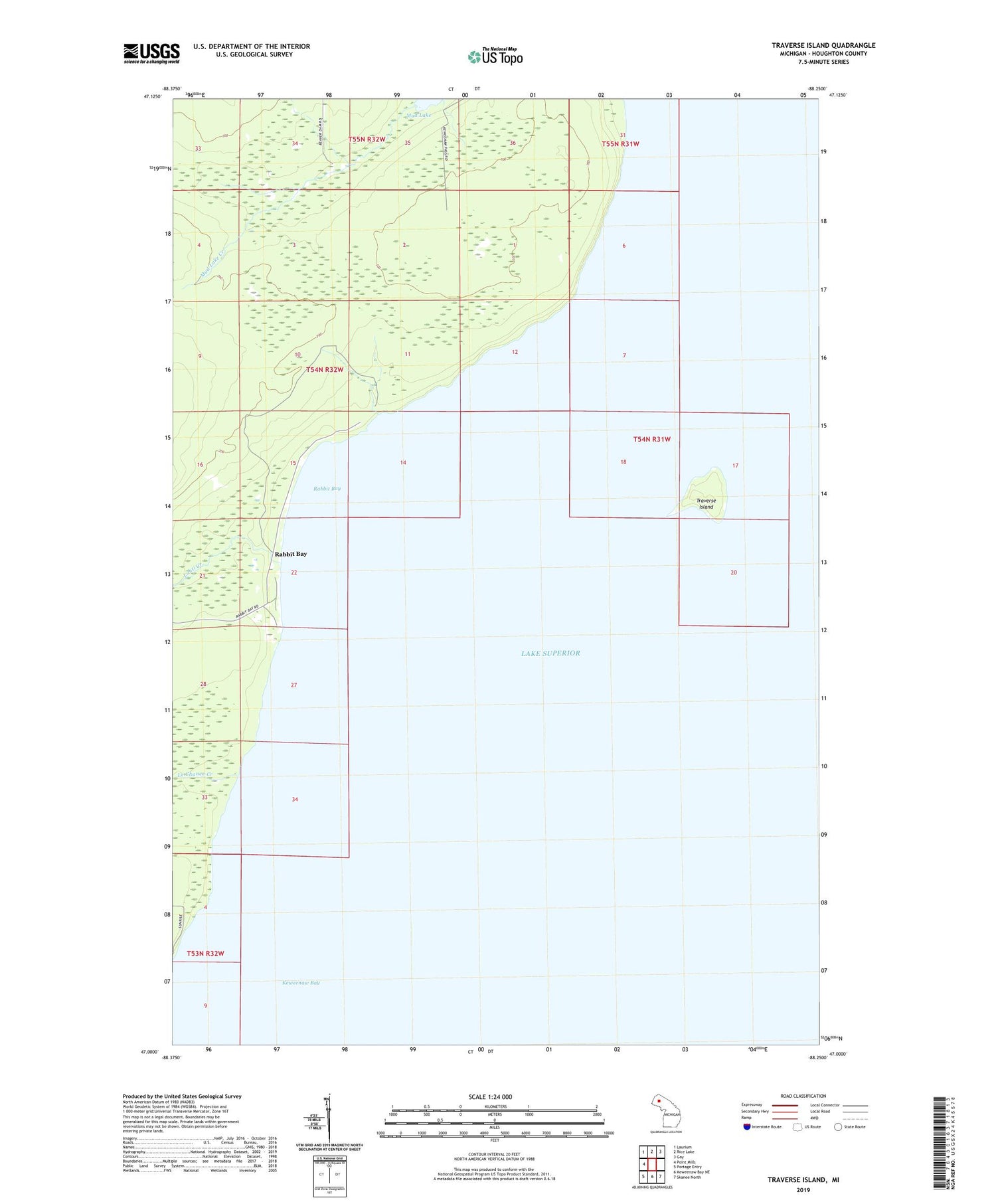 Traverse Island Michigan US Topo Map Image