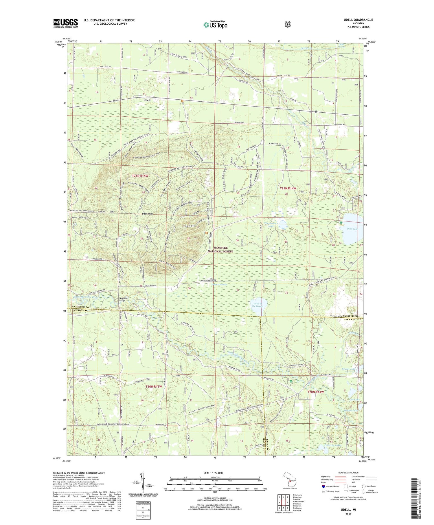 Udell Michigan US Topo Map Image