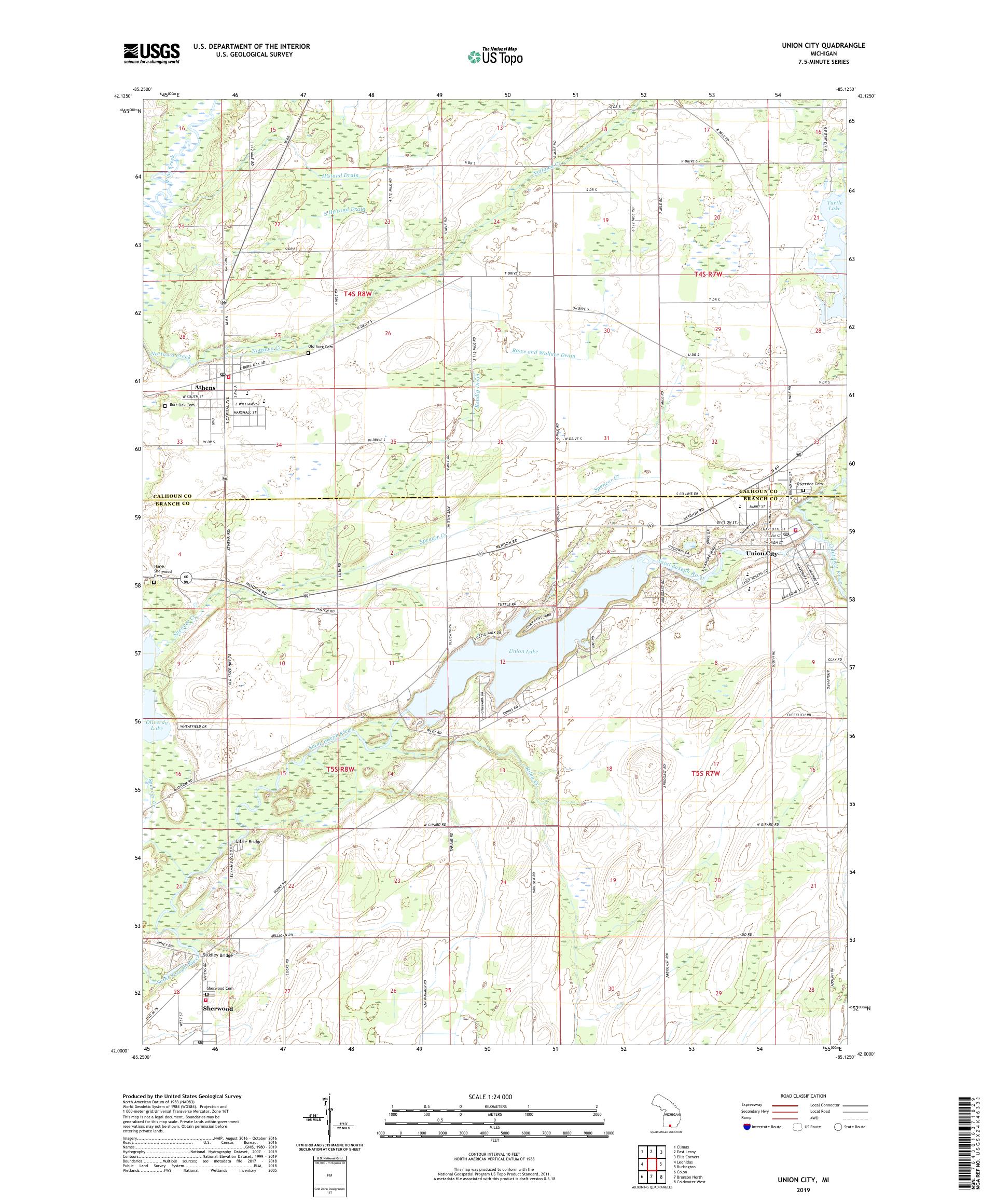Union City Michigan US Topo Map – MyTopo Map Store