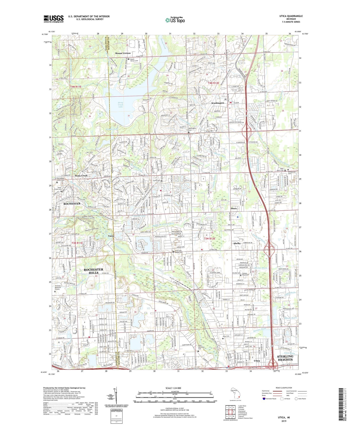 Utica Michigan US Topo Map Image