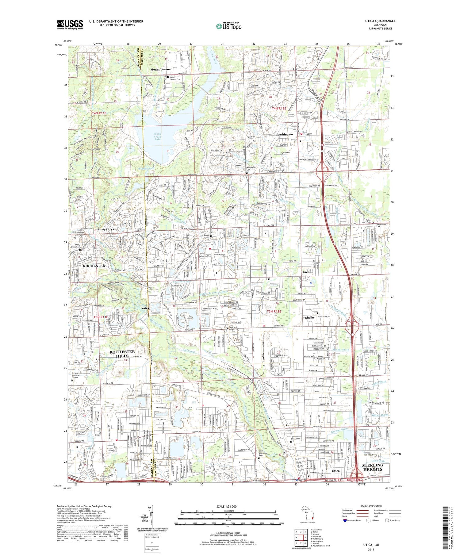 Utica Michigan US Topo Map Image