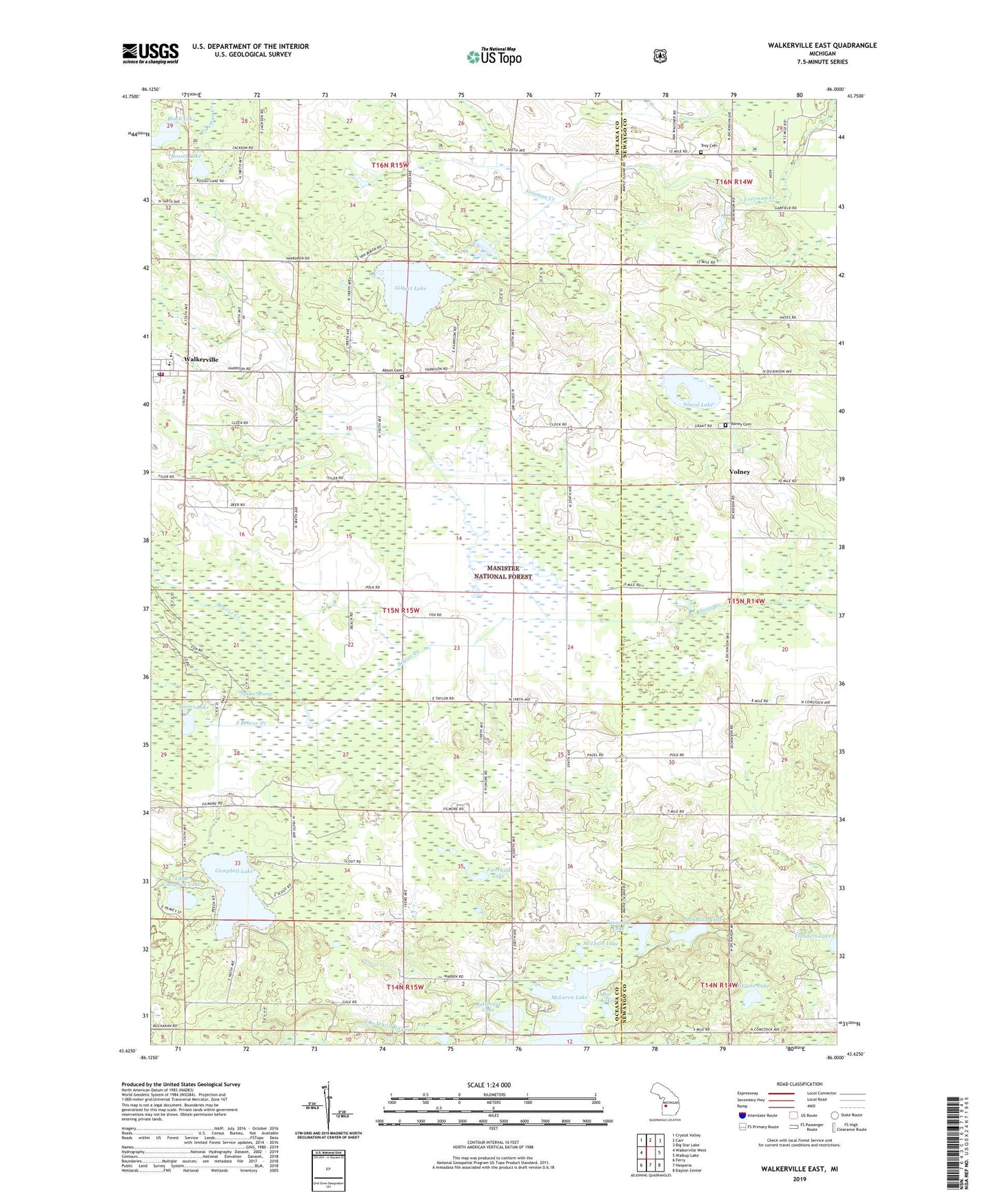 Walkerville East Michigan US Topo Map Image