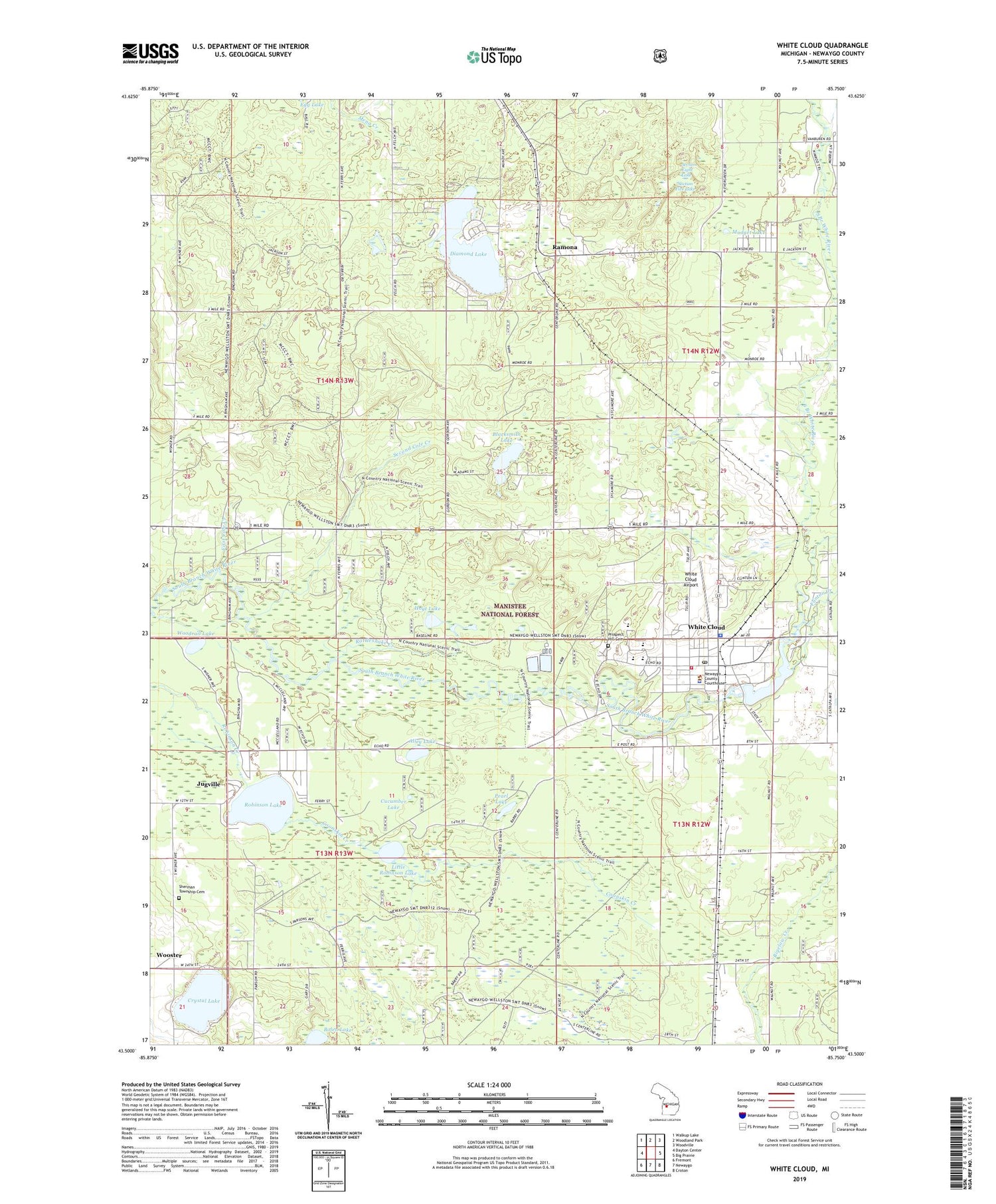White Cloud Michigan US Topo Map Image
