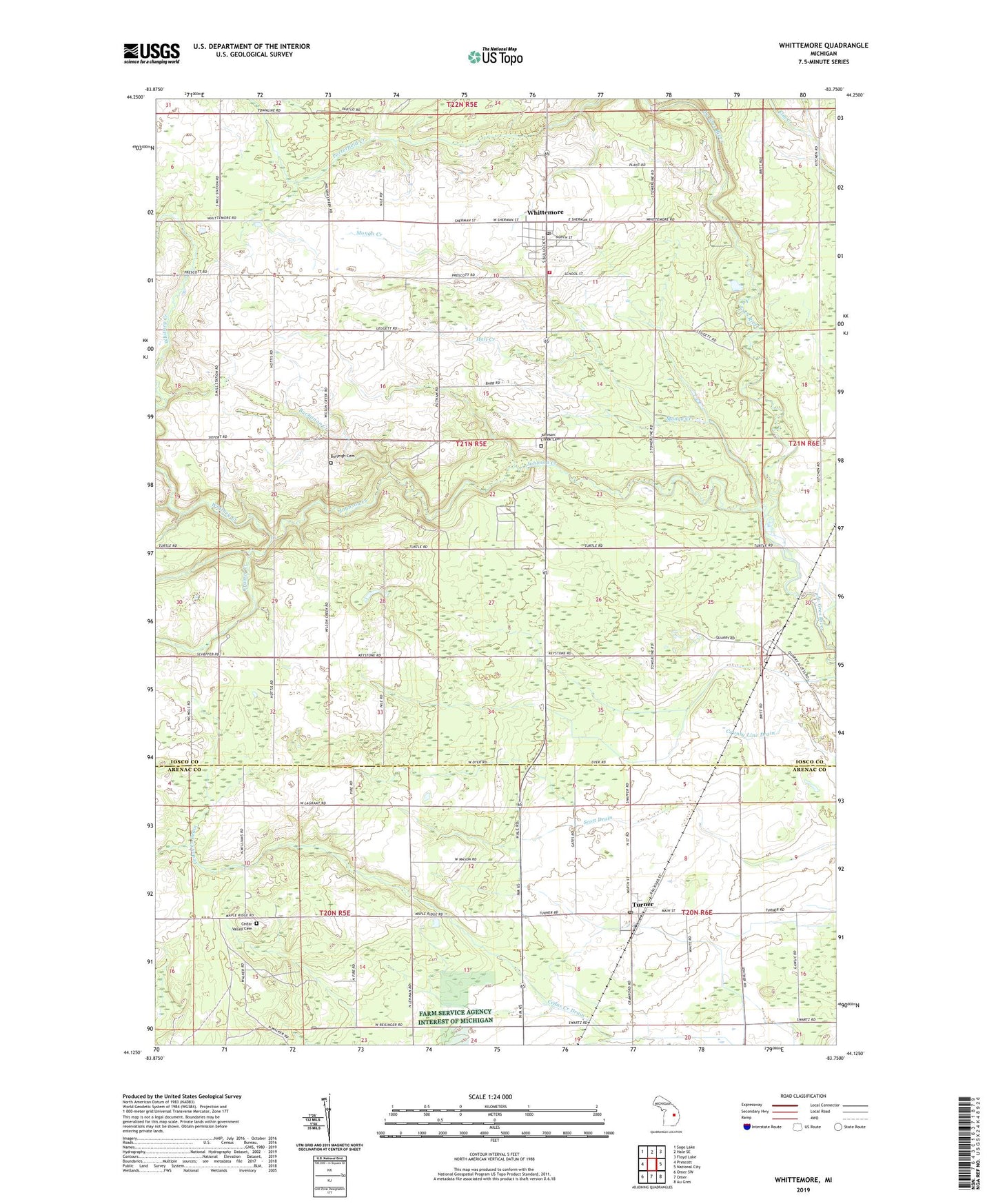 Whittemore Michigan US Topo Map Image