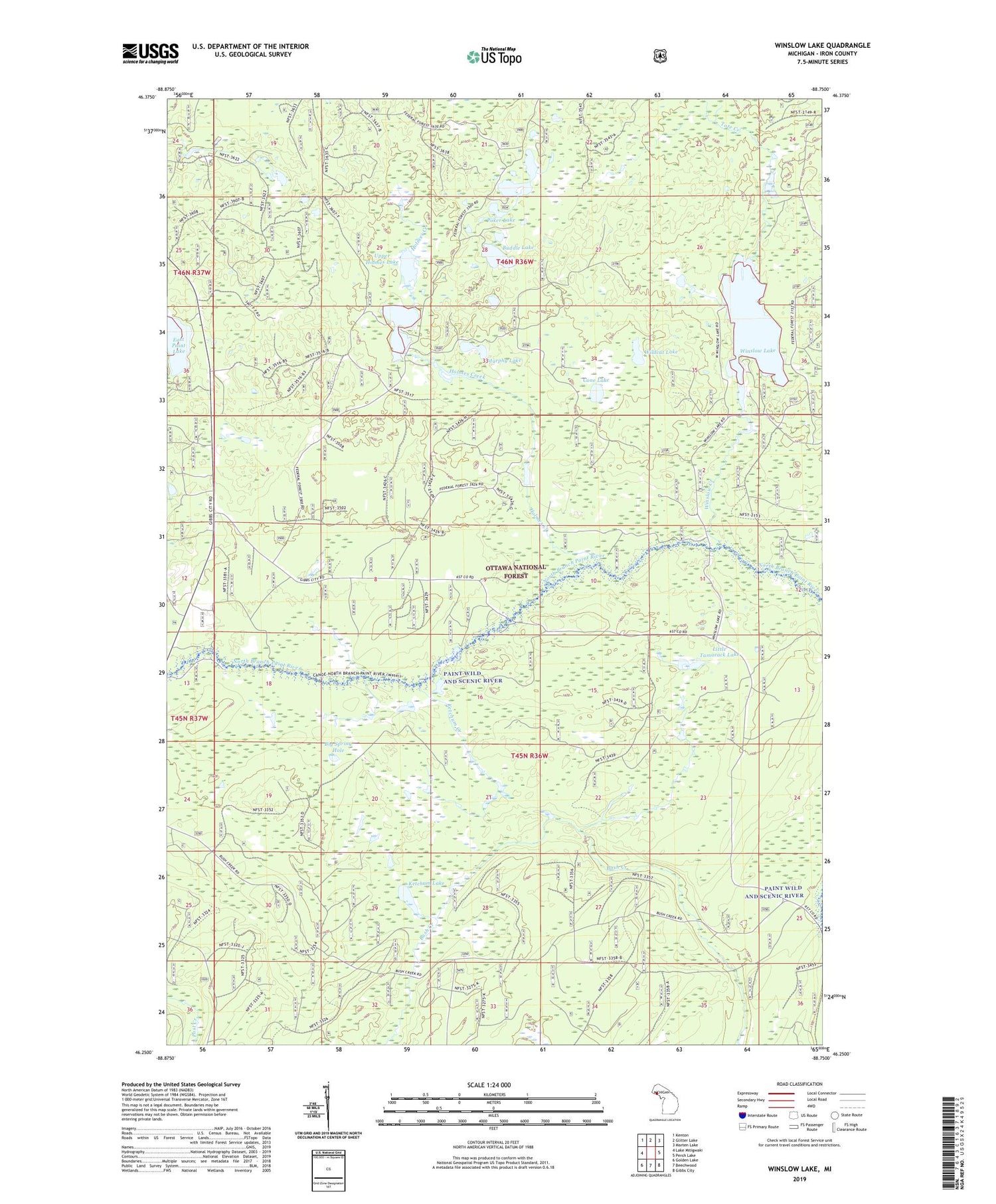 Winslow Lake Michigan US Topo Map Image