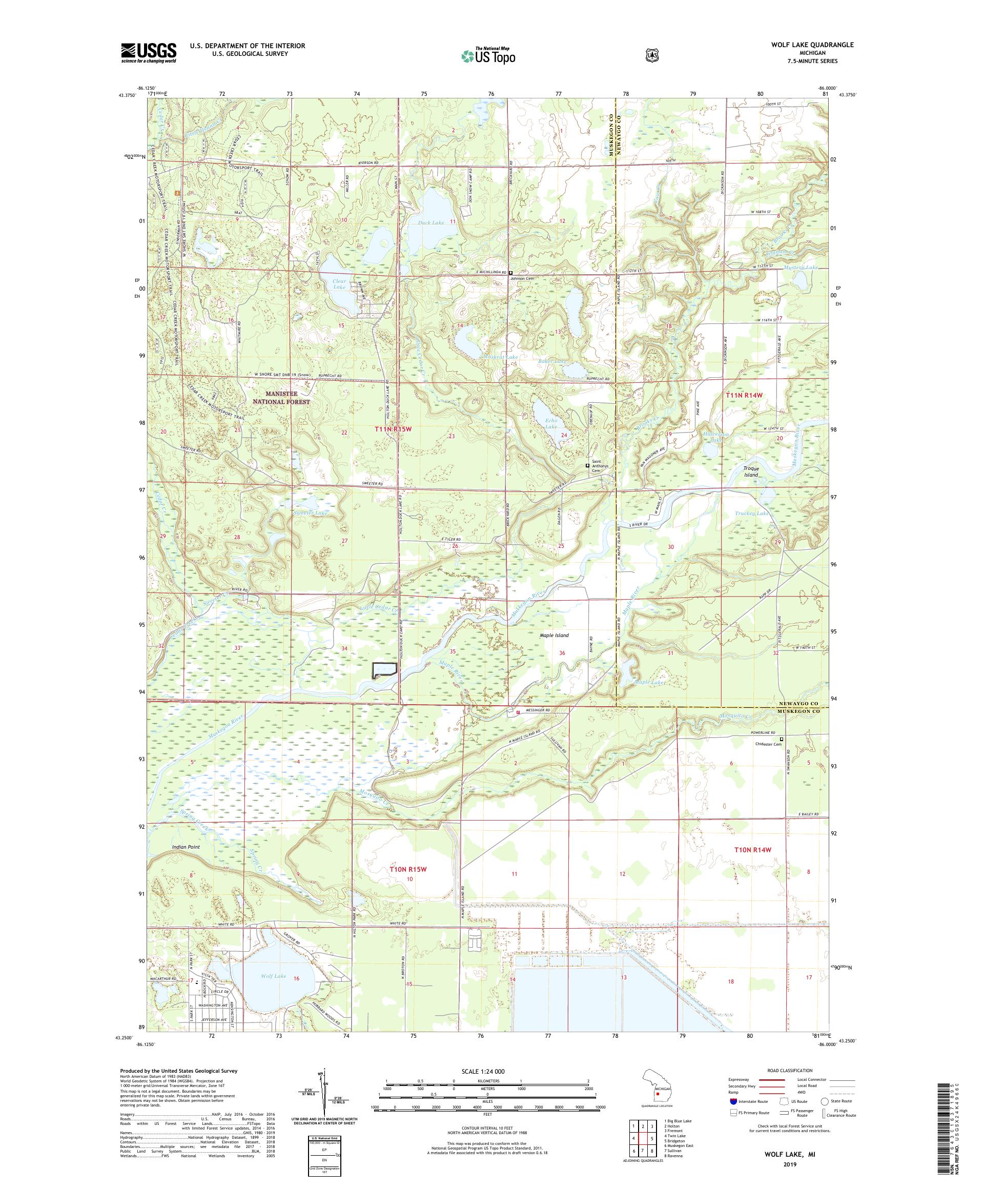 Wolf Lake Michigan US Topo Map – MyTopo Map Store