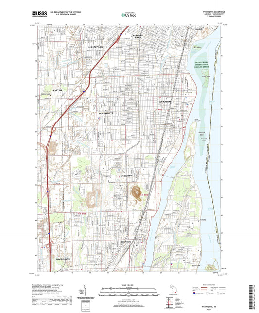 Wyandotte Michigan US Topo Map Image