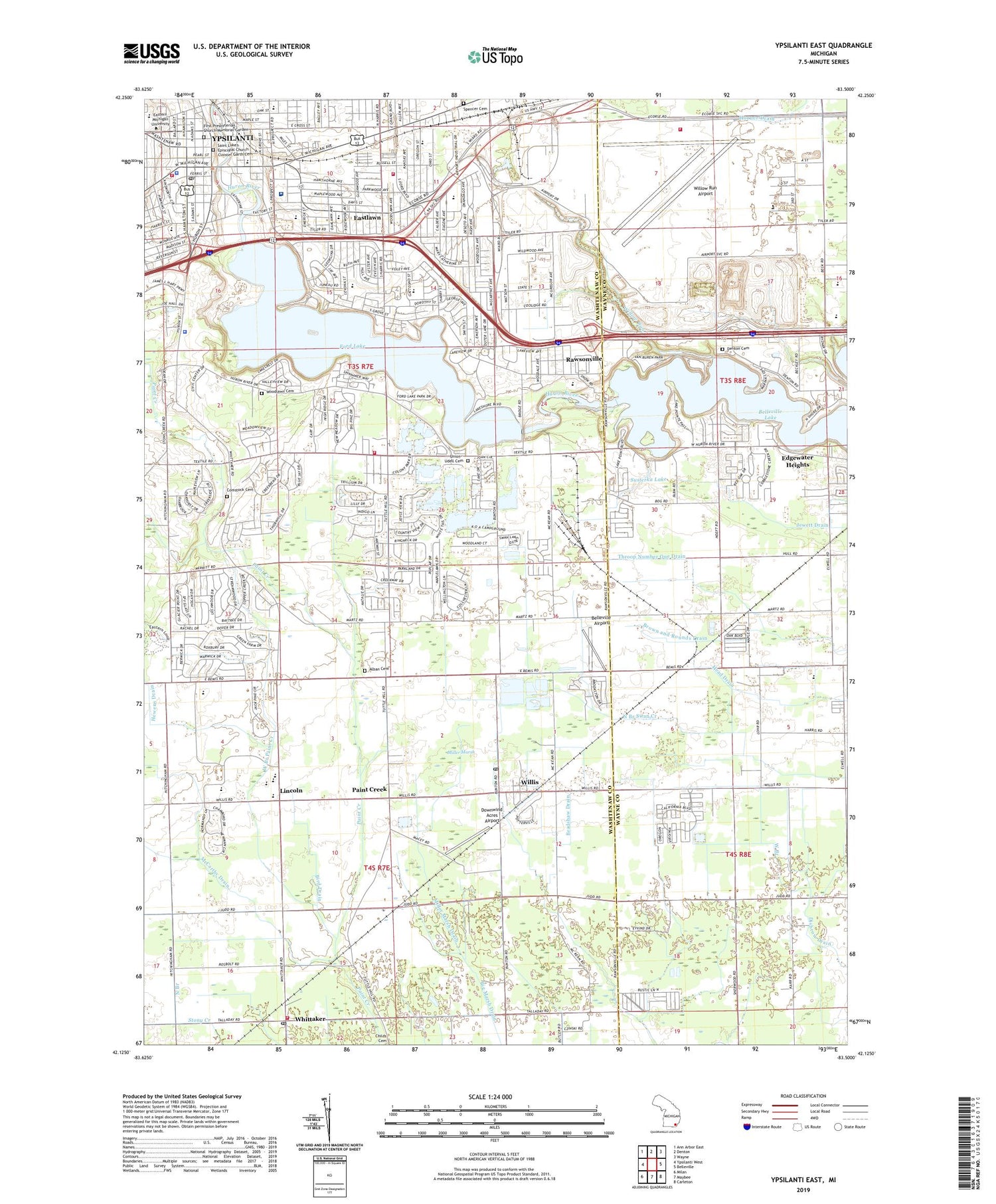 Ypsilanti East Michigan US Topo Map Image