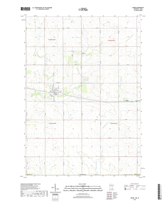 Adams Minnesota US Topo Map Image