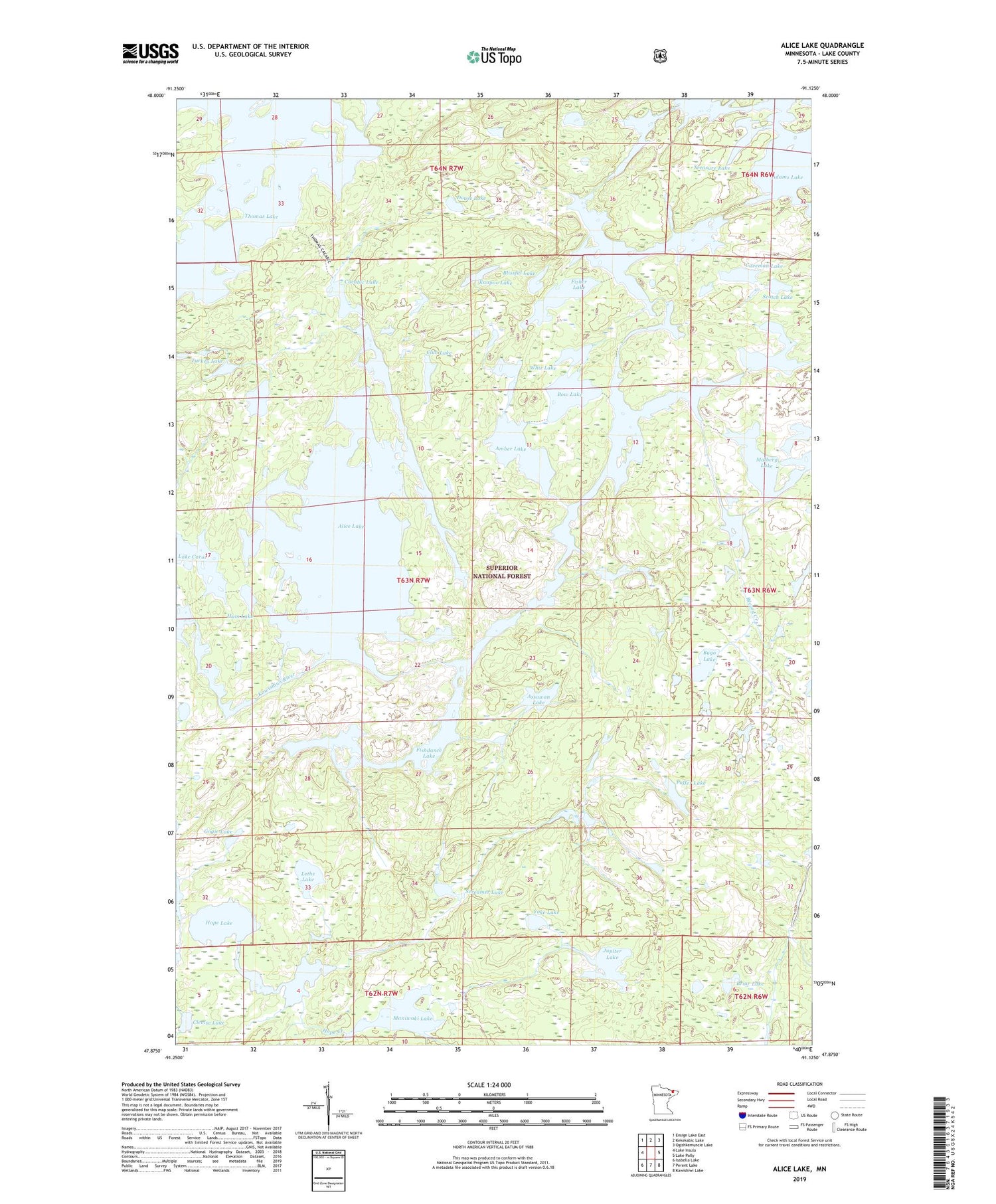 Alice Lake Minnesota US Topo Map Image
