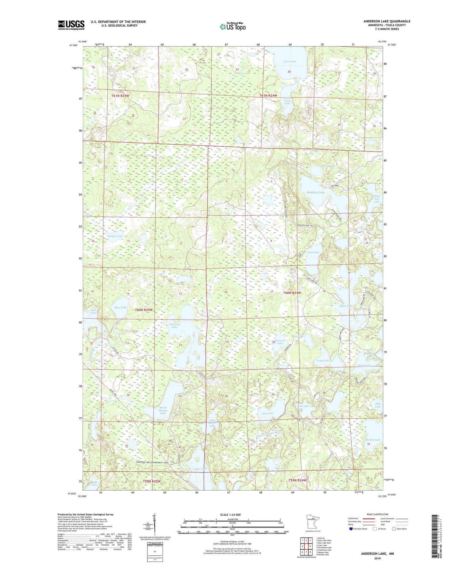 Anderson Lake Minnesota US Topo Map Image