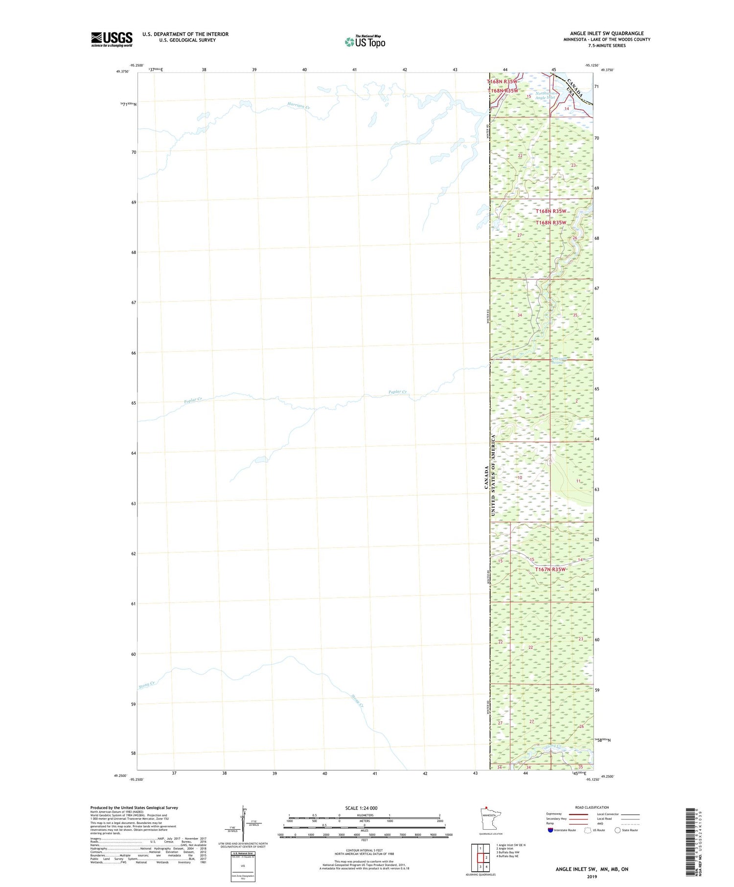 Angle Inlet SW Minnesota US Topo Map Image
