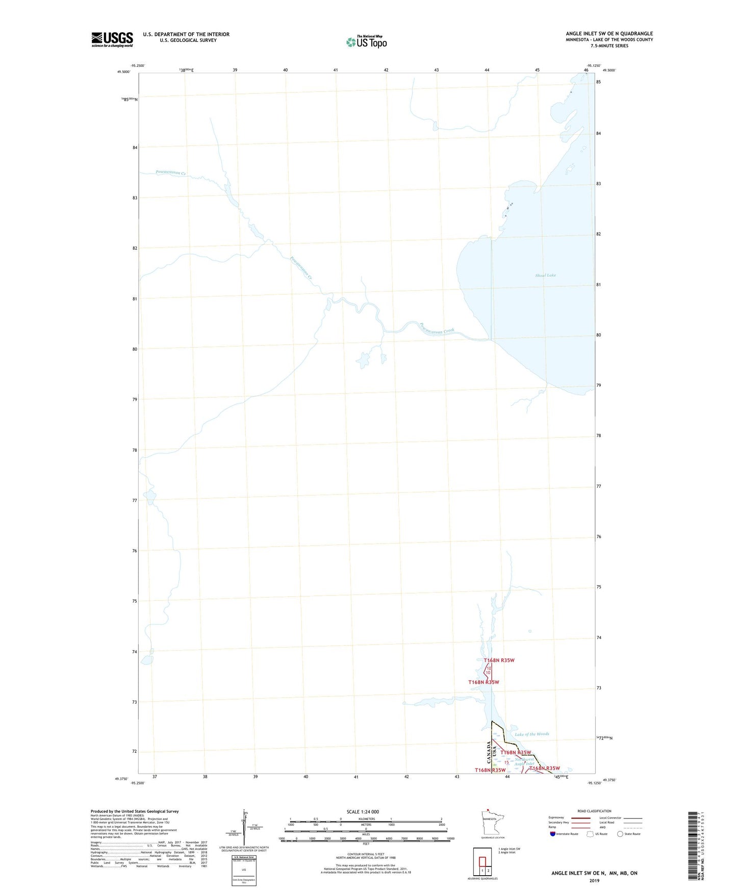 Angle Inlet SW OE N Minnesota US Topo Map Image