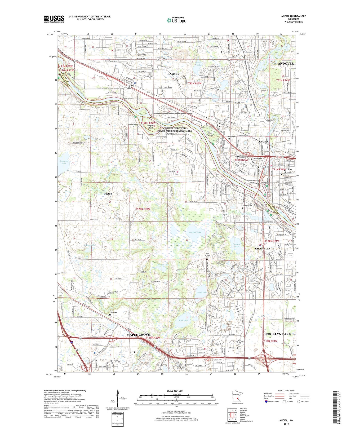 Anoka Minnesota US Topo Map Image