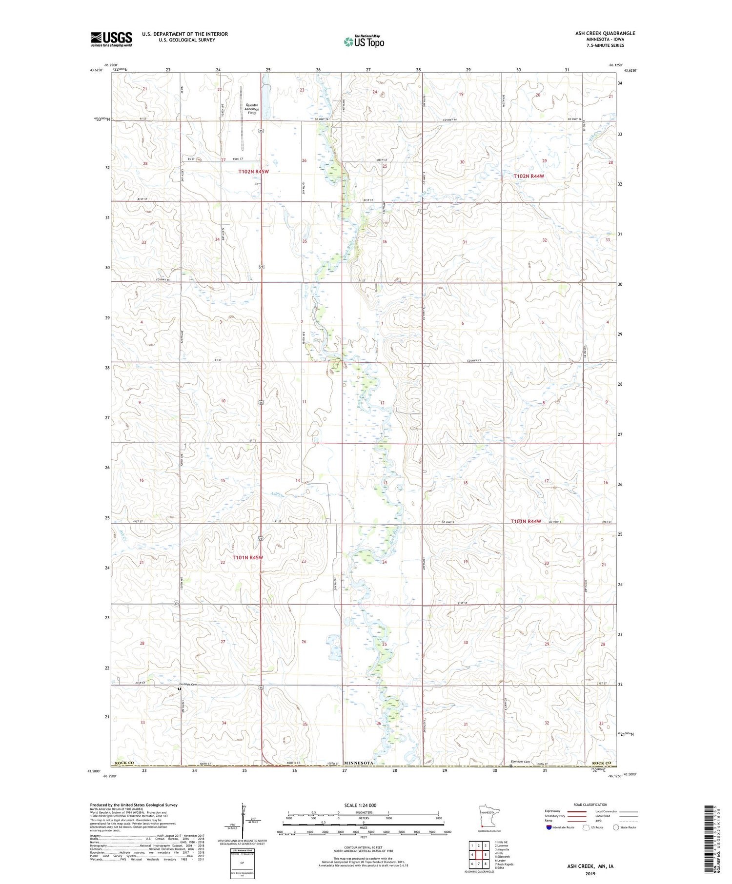 Ash Creek Minnesota US Topo Map Image