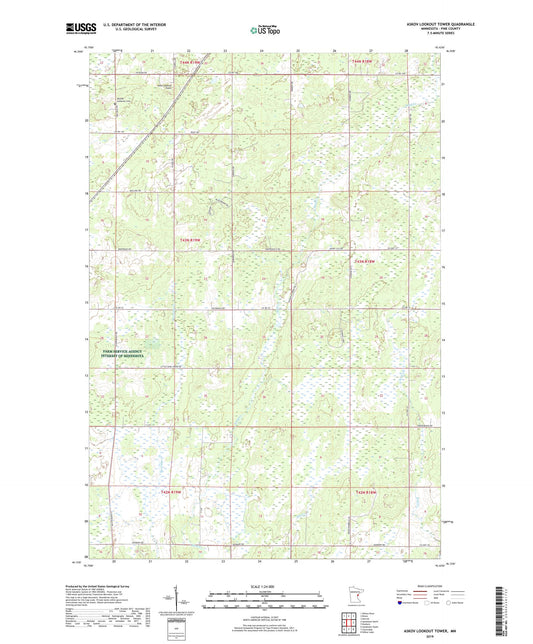 Askov Lookout Tower Minnesota US Topo Map Image