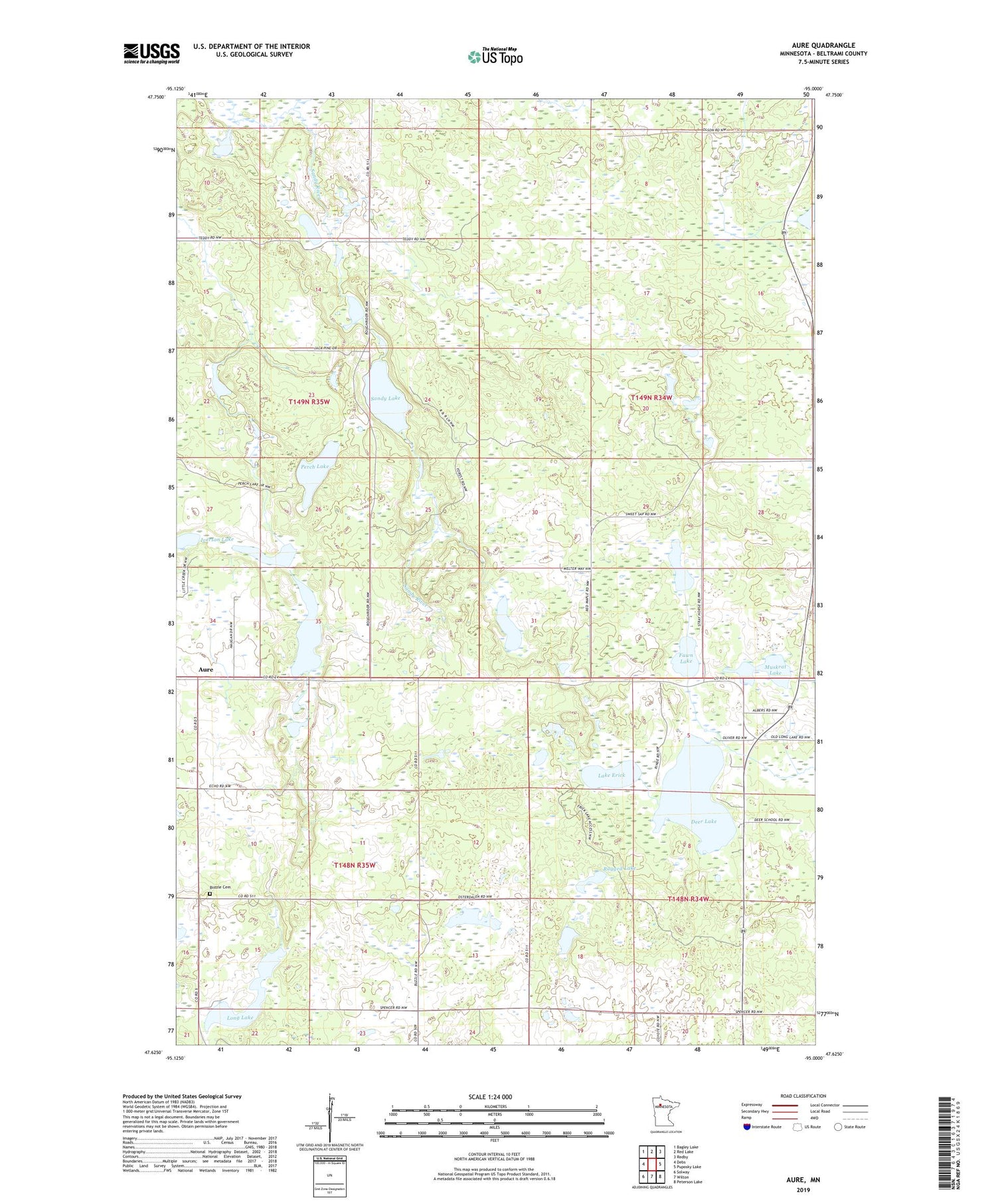 Aure Minnesota US Topo Map Image