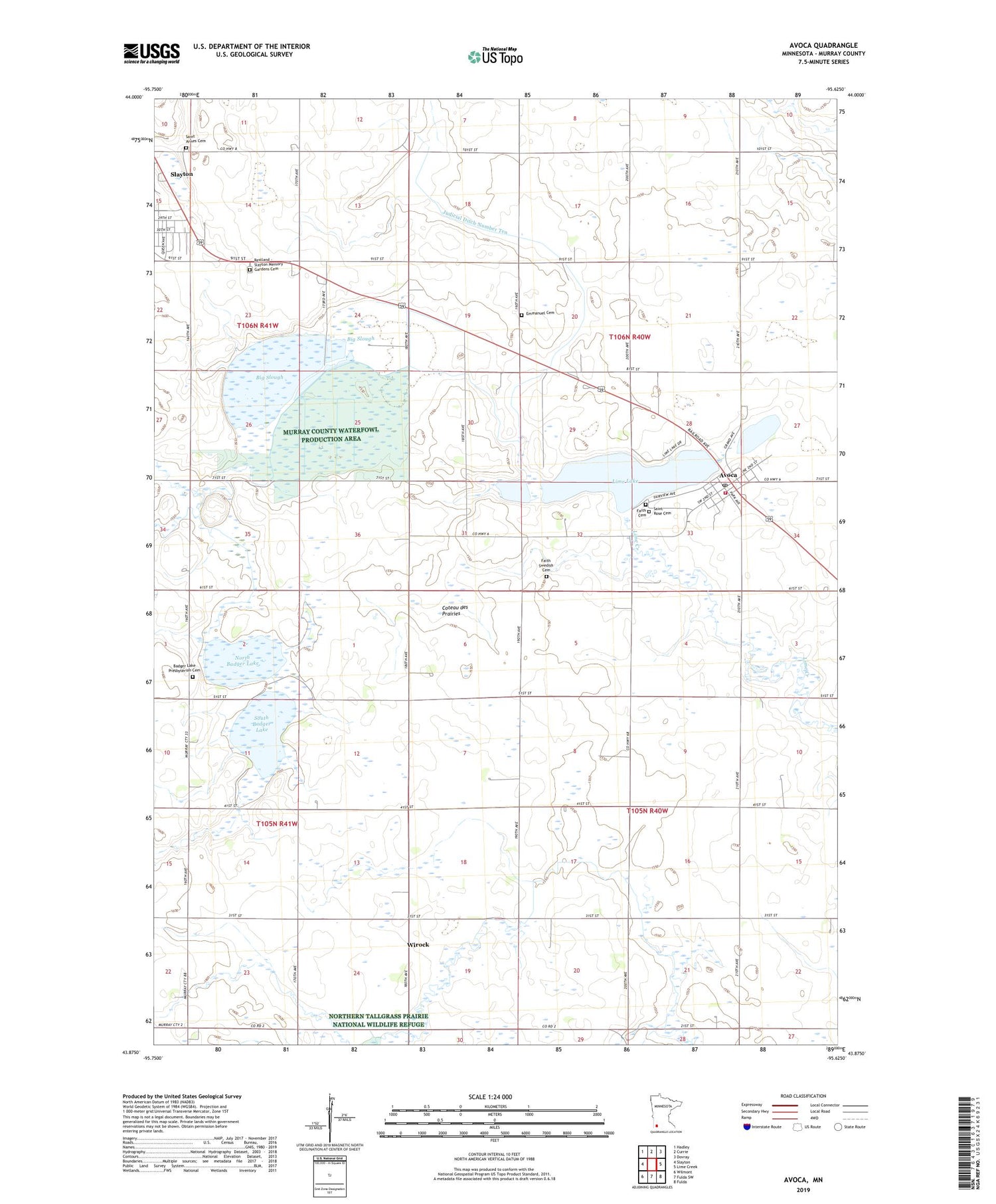 Avoca Minnesota US Topo Map Image