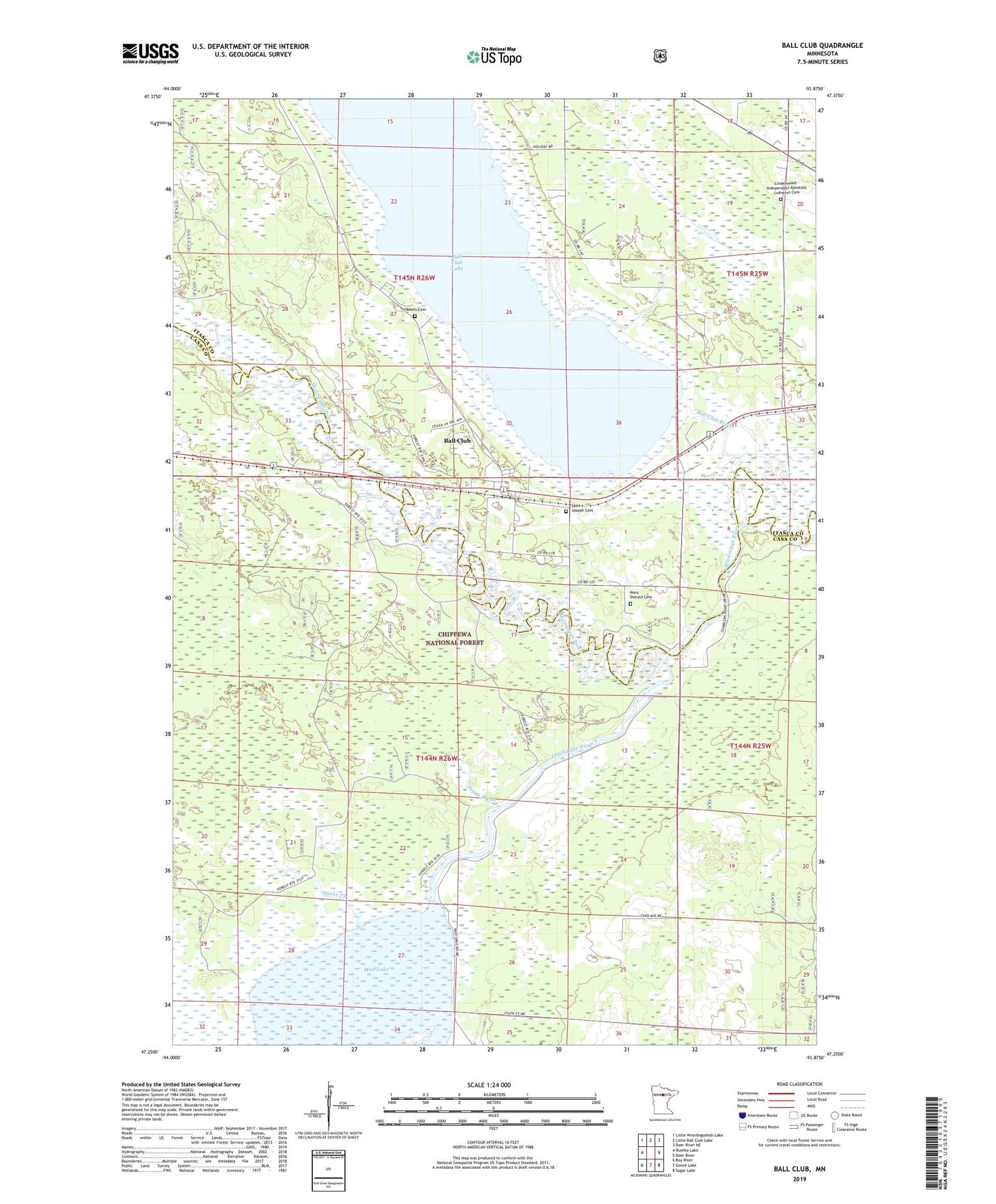 Ball Club Minnesota US Topo Map Image