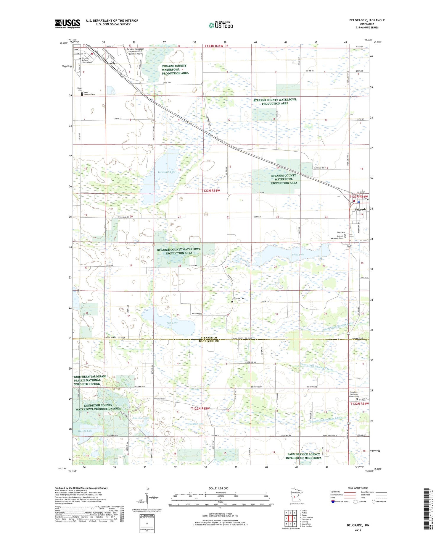 Belgrade Minnesota US Topo Map Image