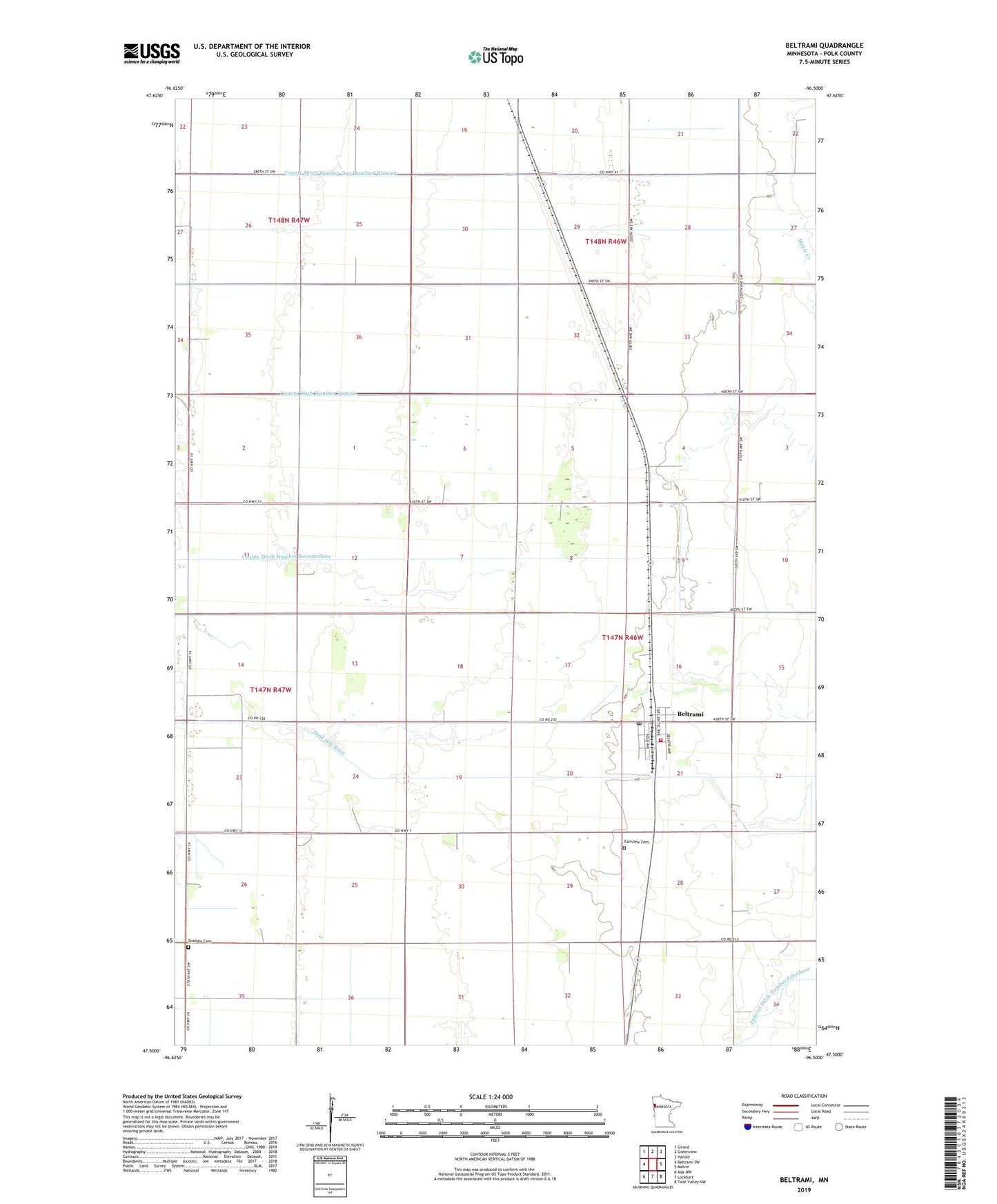 Beltrami Minnesota US Topo Map Image