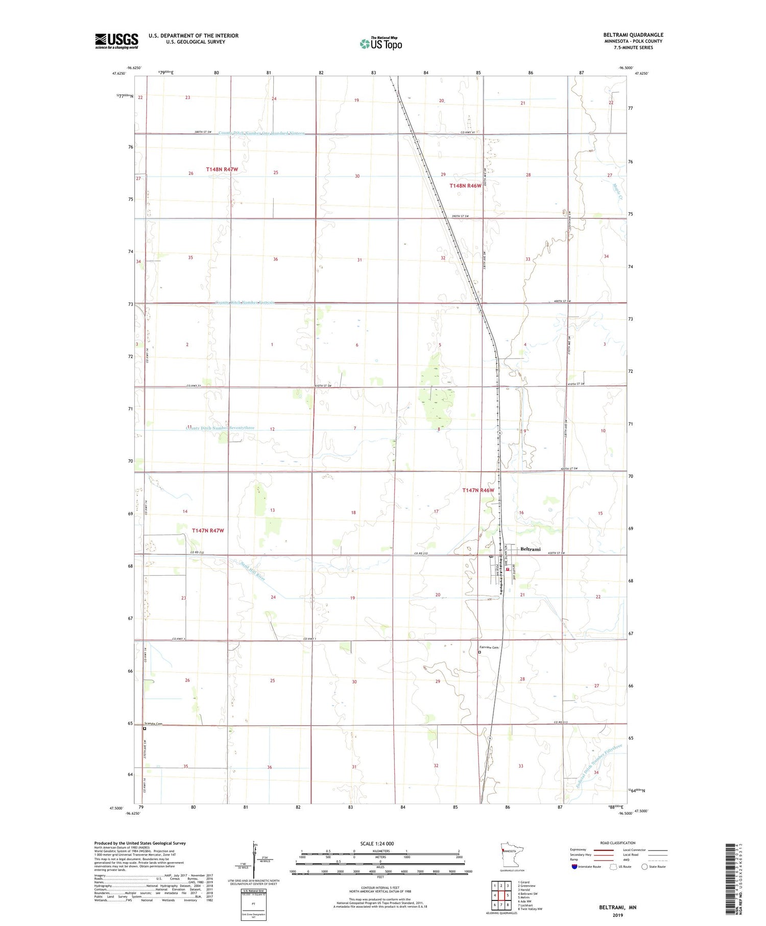 Beltrami Minnesota US Topo Map Image