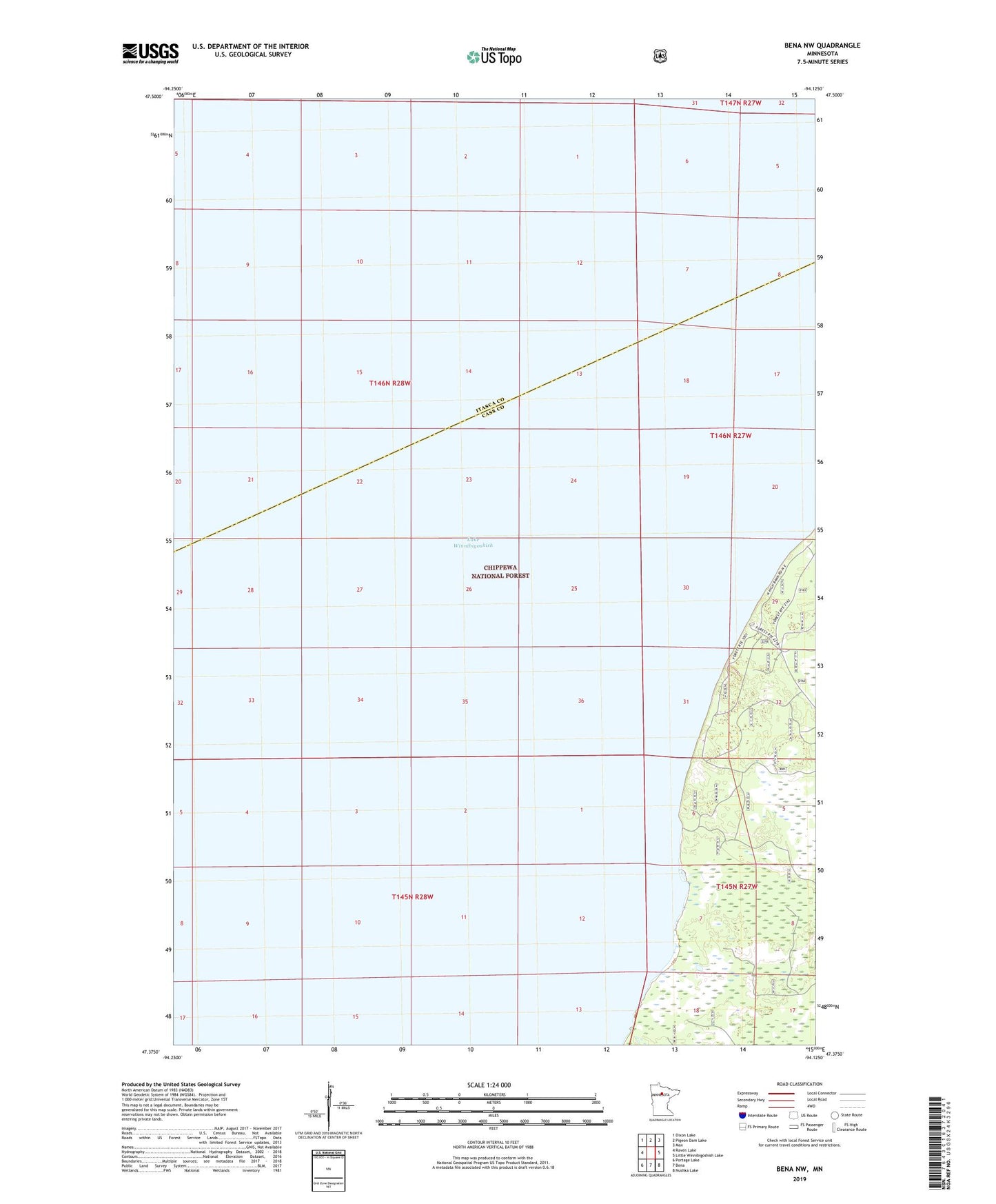 Bena NW Minnesota US Topo Map Image