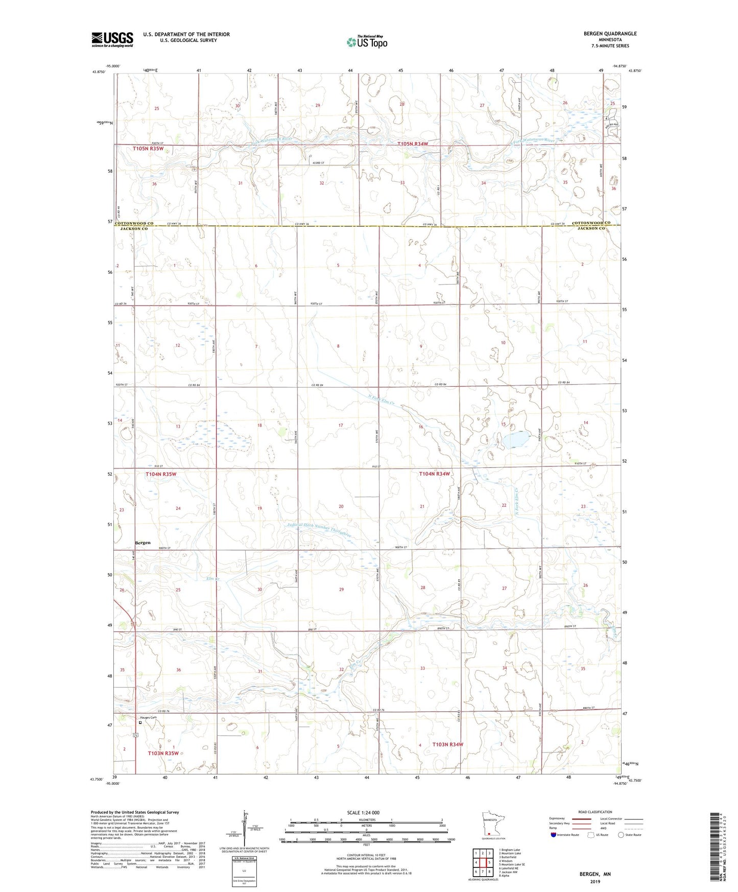 Bergen Minnesota US Topo Map Image