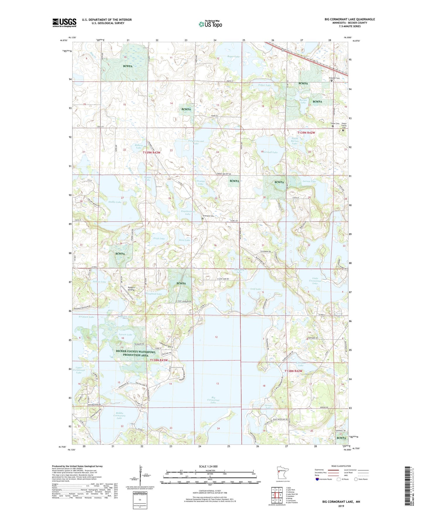 Big Cormorant Lake Minnesota US Topo Map Image