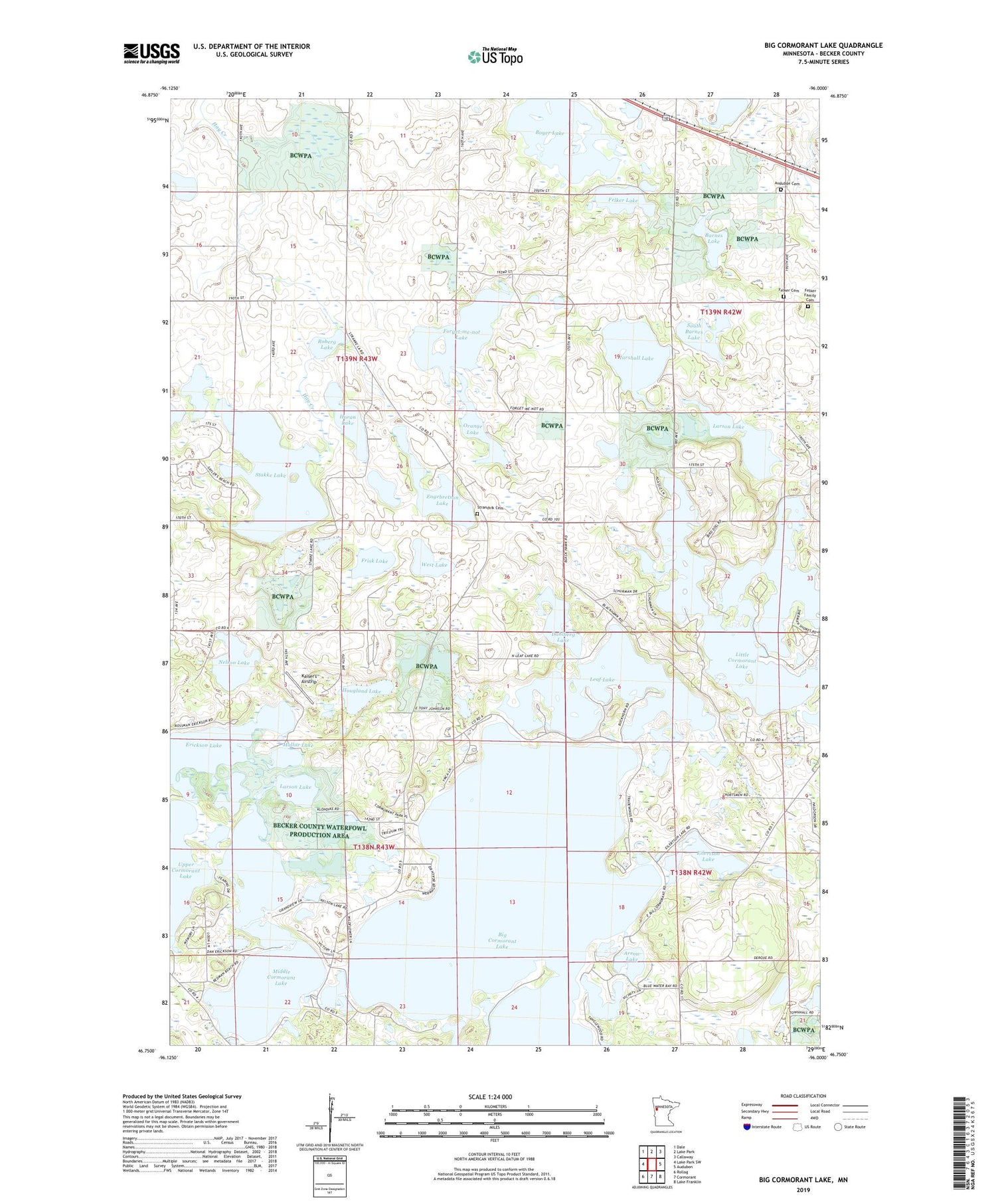 Big Cormorant Lake Minnesota US Topo Map Image
