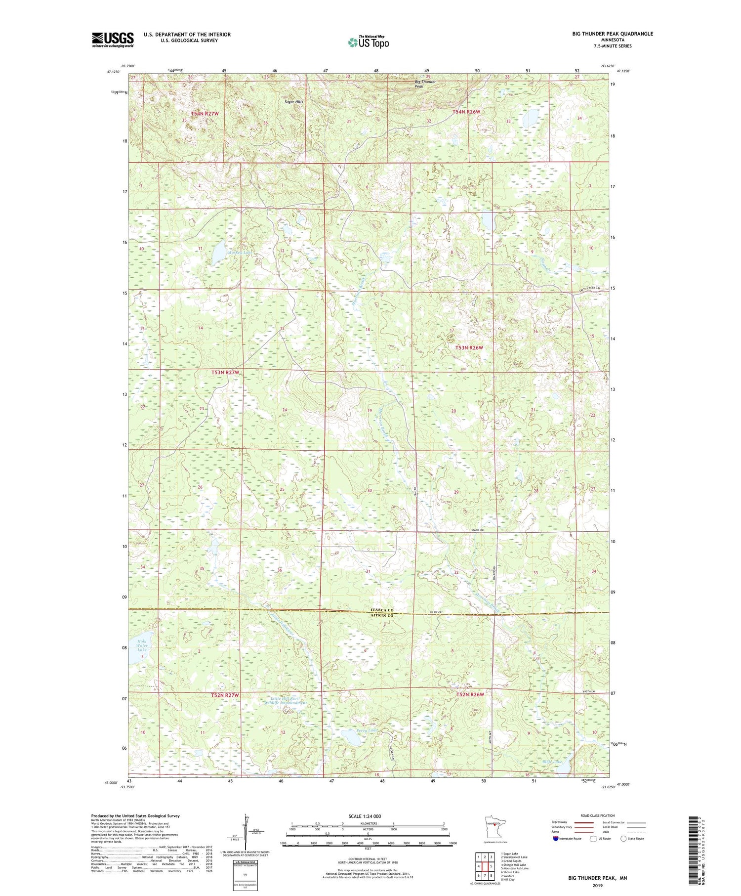 Big Thunder Peak Minnesota US Topo Map Image