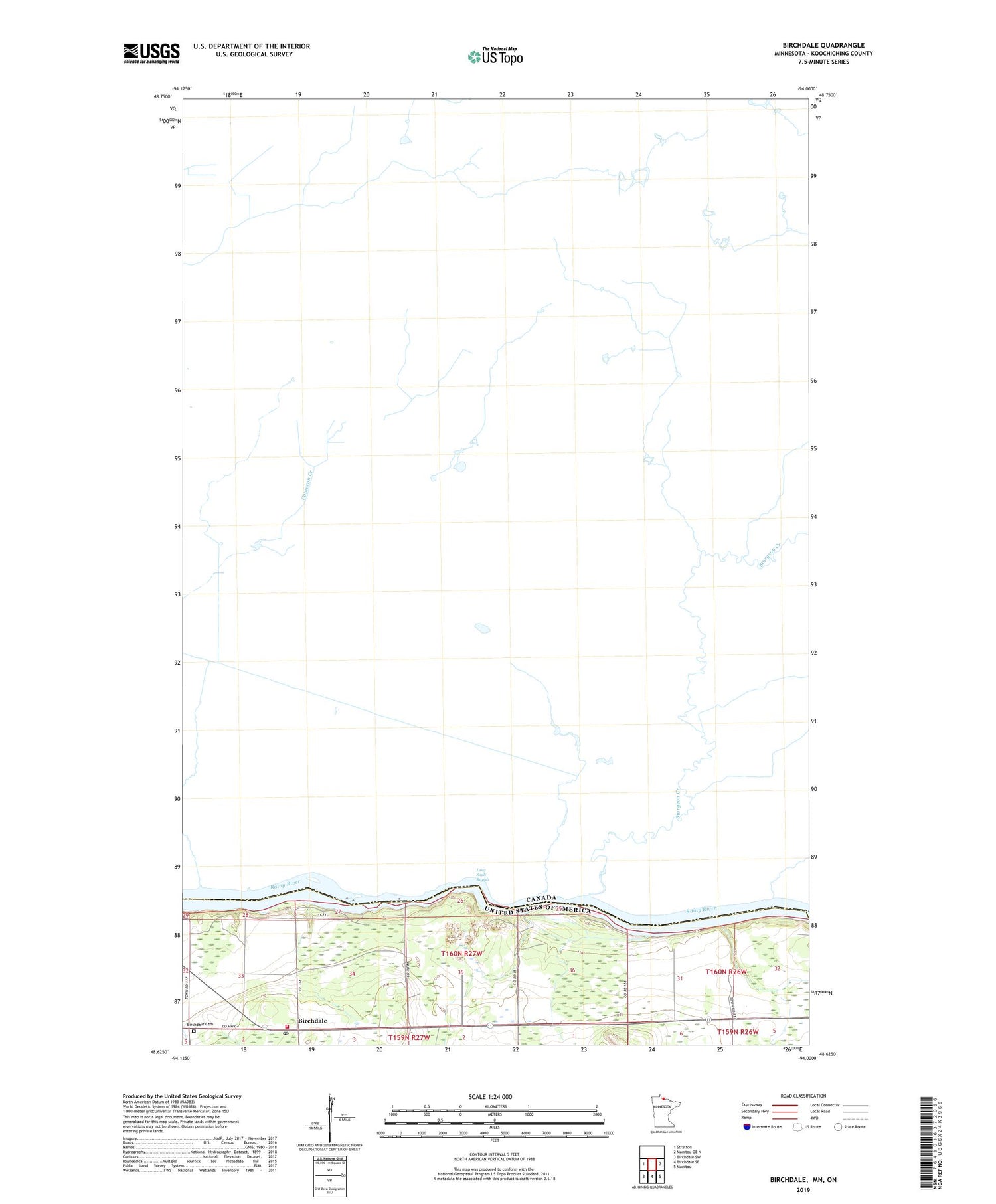 Birchdale Minnesota US Topo Map Image