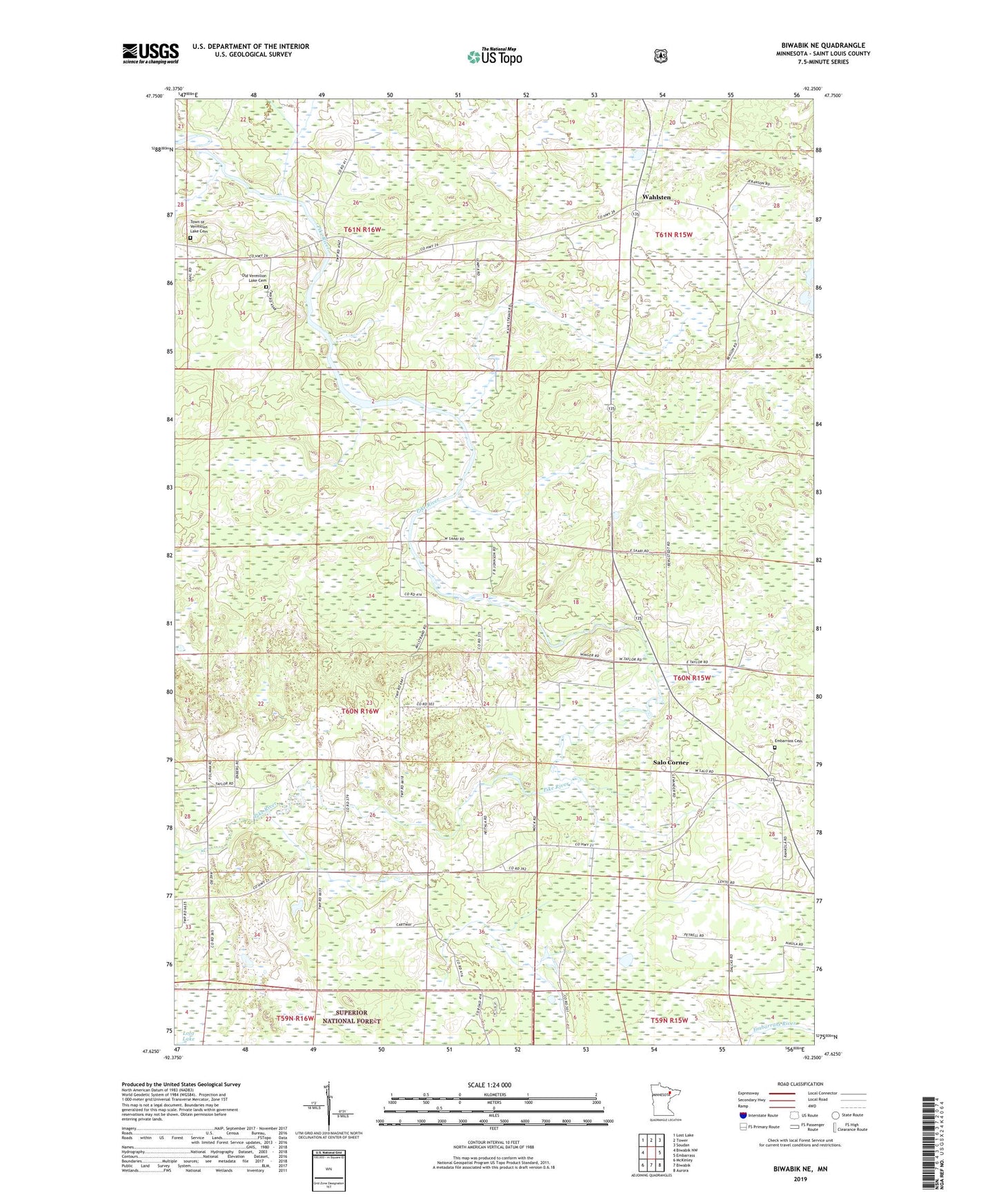 Biwabik NE Minnesota US Topo Map Image