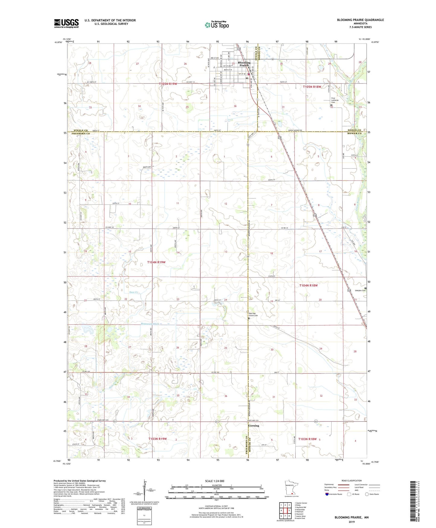 Blooming Prairie Minnesota US Topo Map Image