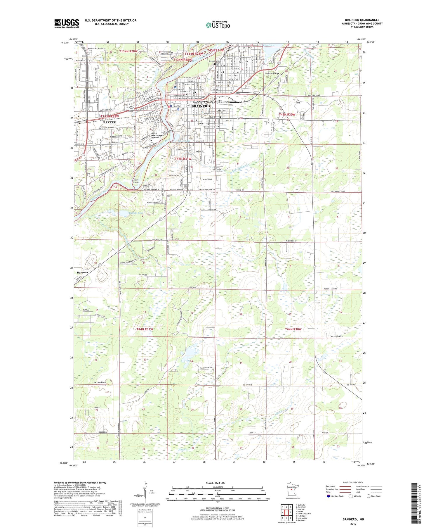 Brainerd Minnesota US Topo Map Image