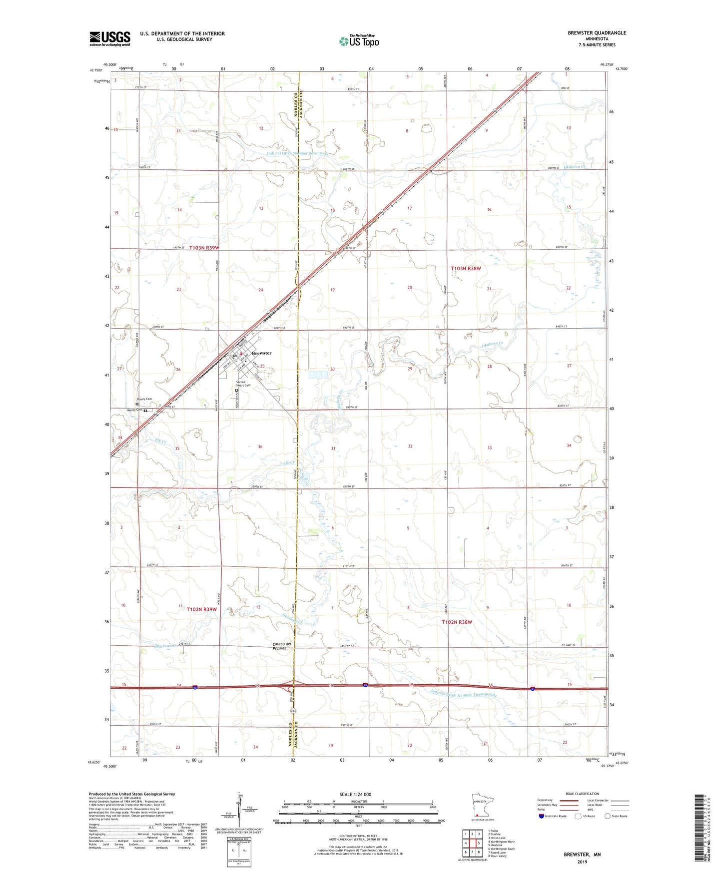 Brewster Minnesota US Topo Map Image