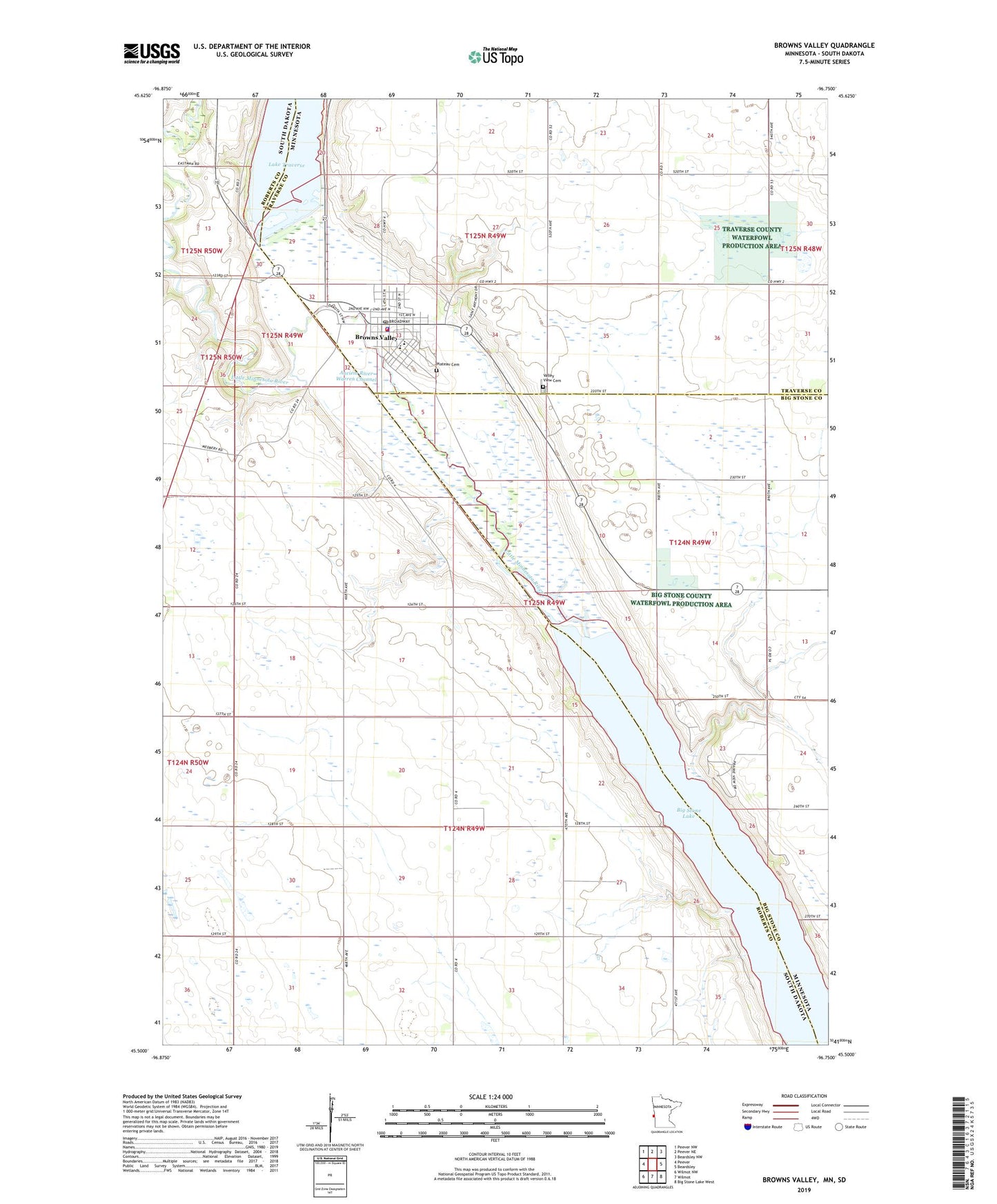 Browns Valley Minnesota US Topo Map Image