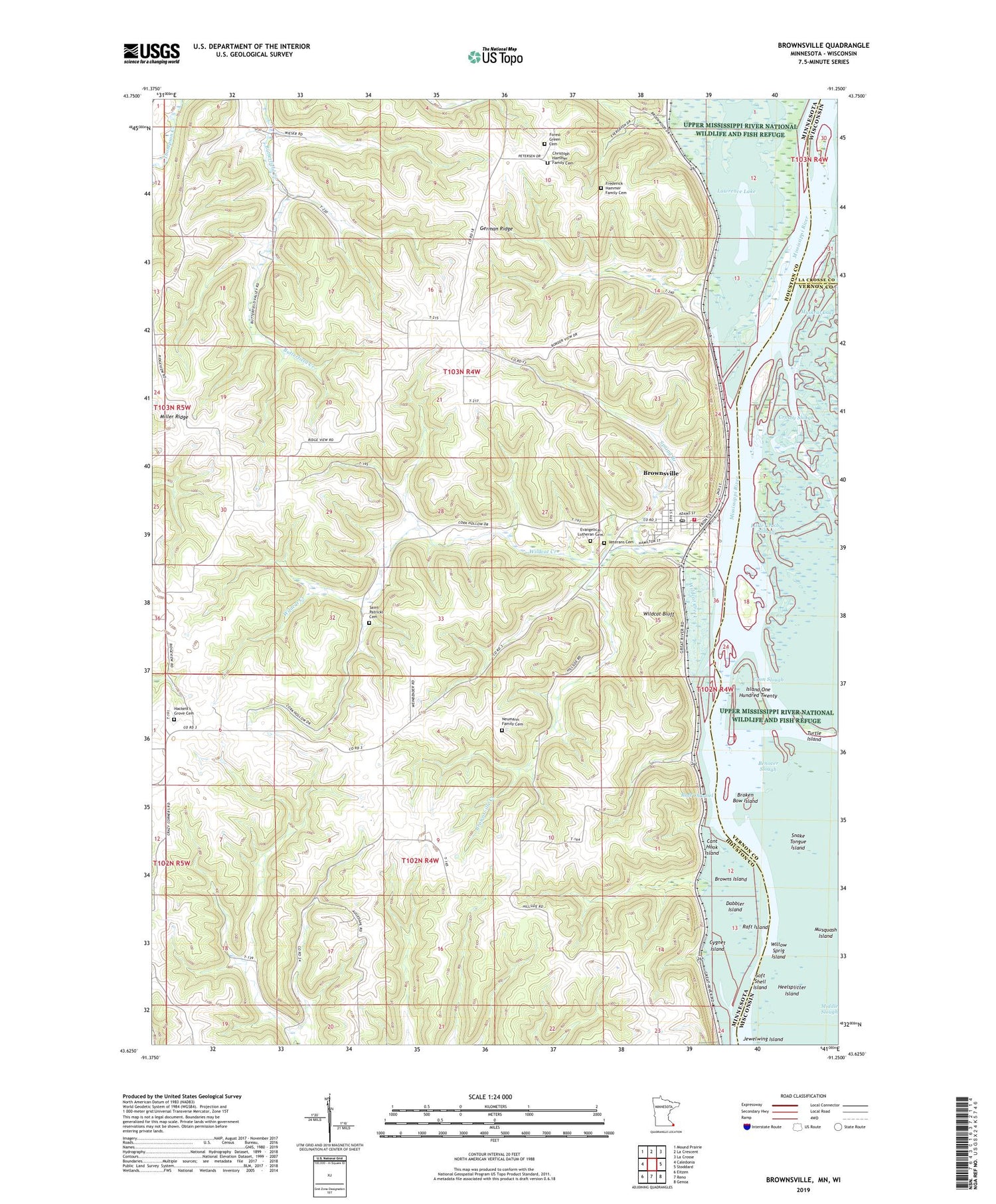 Brownsville Minnesota US Topo Map Image