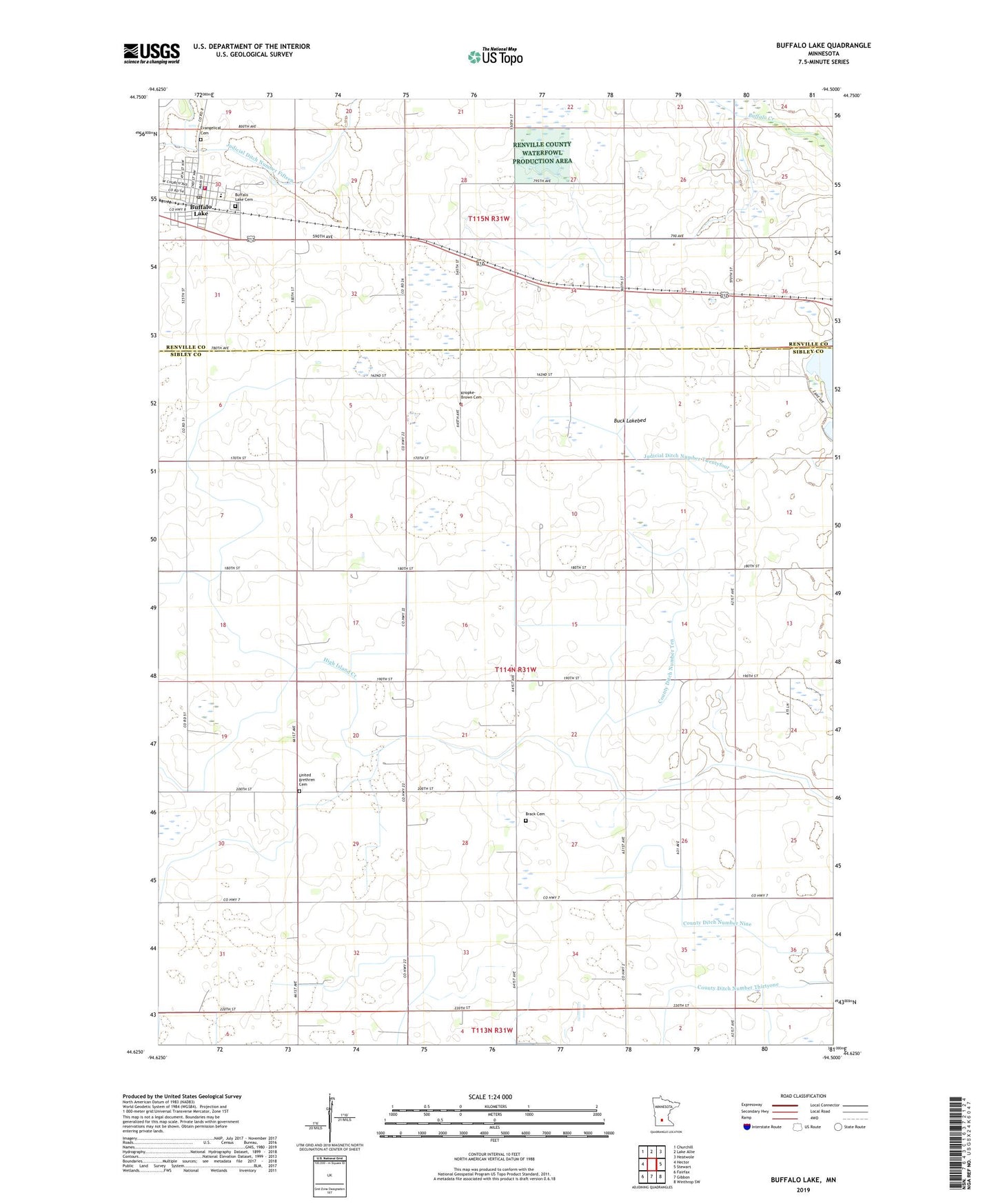 Buffalo Lake Minnesota US Topo Map Image