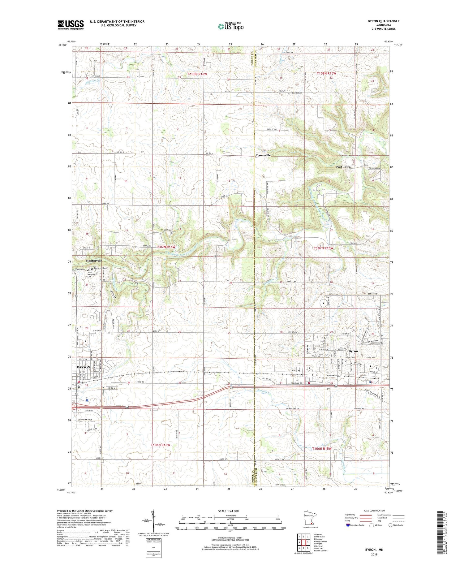 Byron Minnesota US Topo Map Image