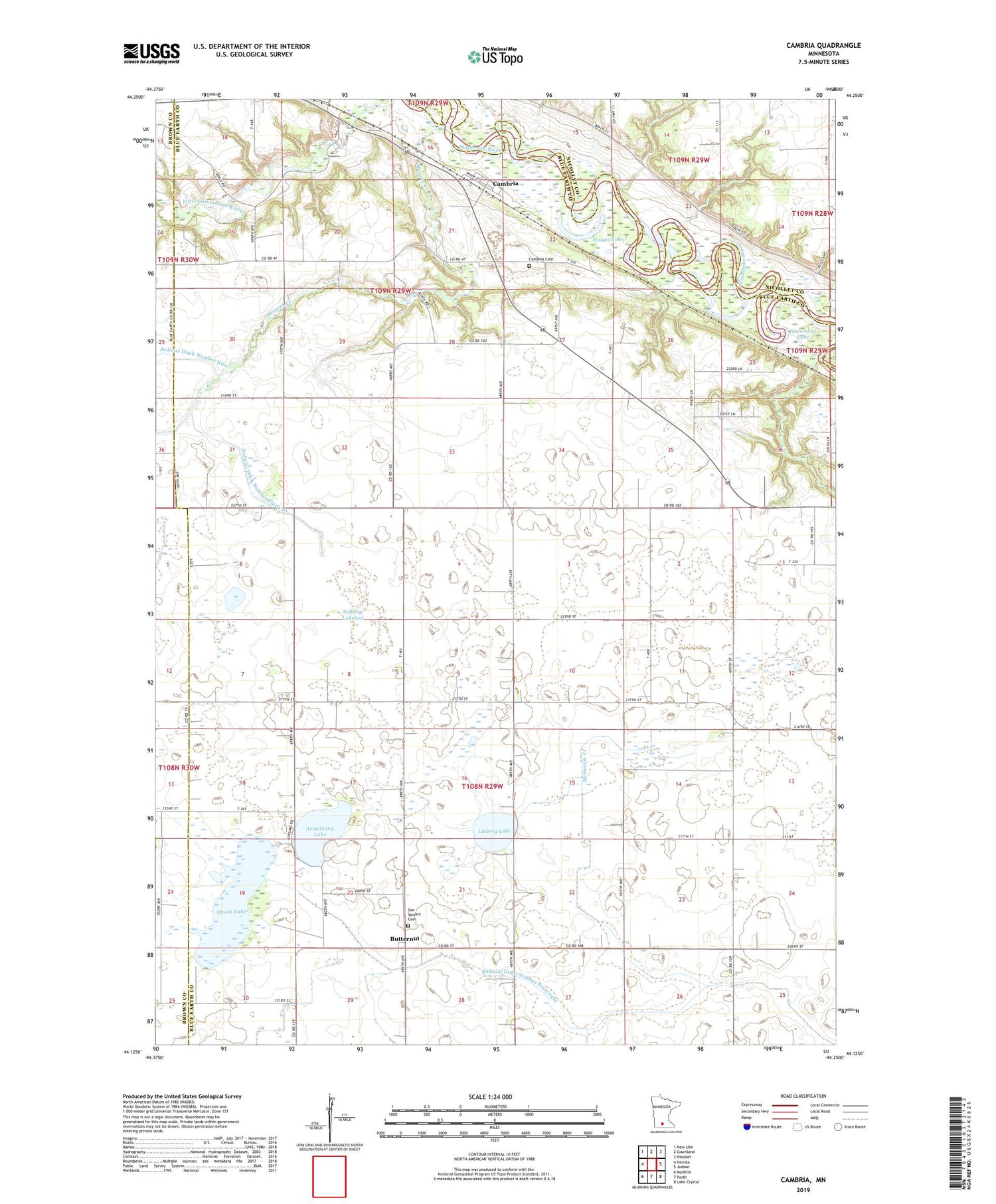 Cambria Minnesota US Topo Map Image