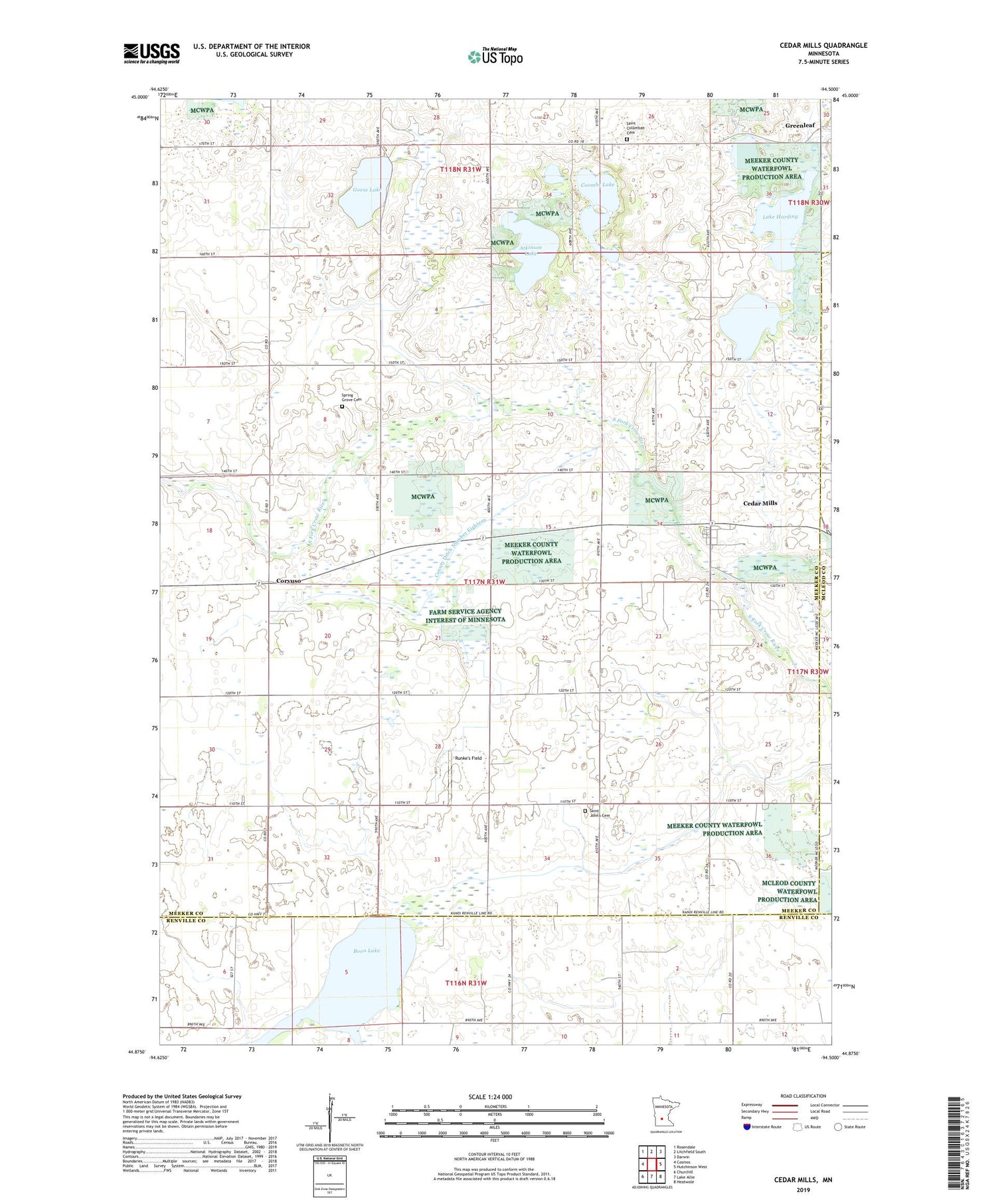 Cedar Mills Minnesota US Topo Map Image